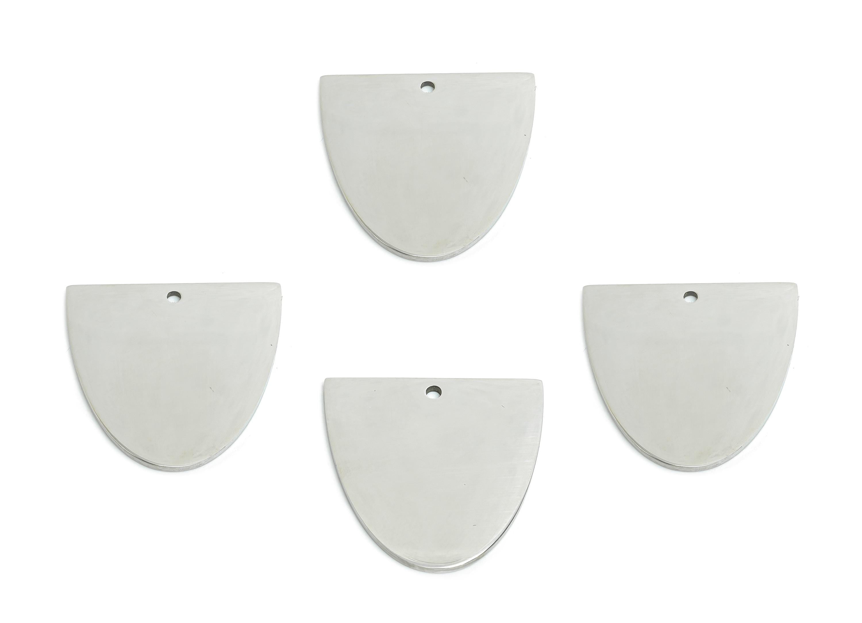 Steel Domed Earring Charm - Modern Geometry Pendant For DIY Crafts - Sleek Domed Earring Charm - Geometric Pendant - 20x19x0.98mm - SS2527 - DOMEDBAZAAR