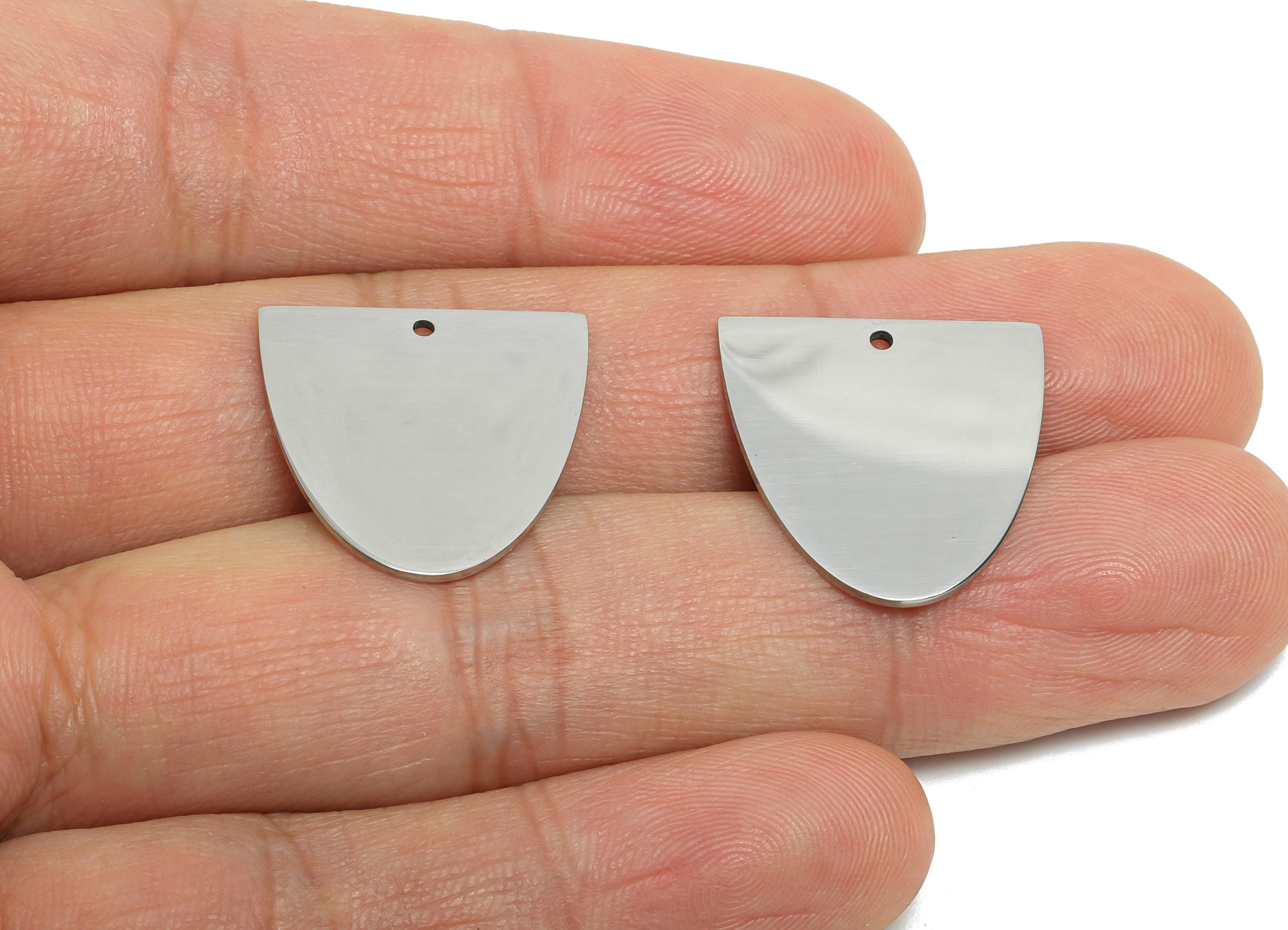 Steel Domed Earring Charm - Modern Geometry Pendant For DIY Crafts - Sleek Domed Earring Charm - Geometric Pendant - 20x19x0.98mm - SS2527 - DOMEDBAZAAR