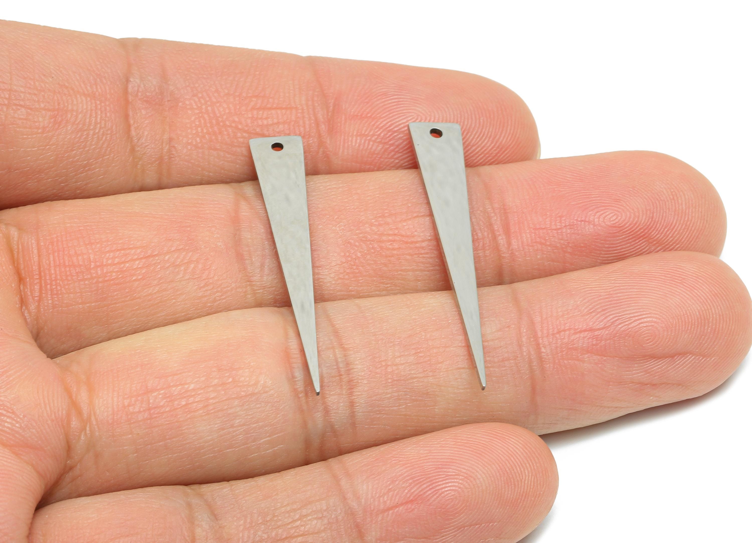 Steel Triangle Earring Charm - Stainless Steel Geometric Earring Charm - Modern Triangle Metal Sleek For Handmade - 36x5x0.98mm - SS2317 - DOMEDBAZAAR