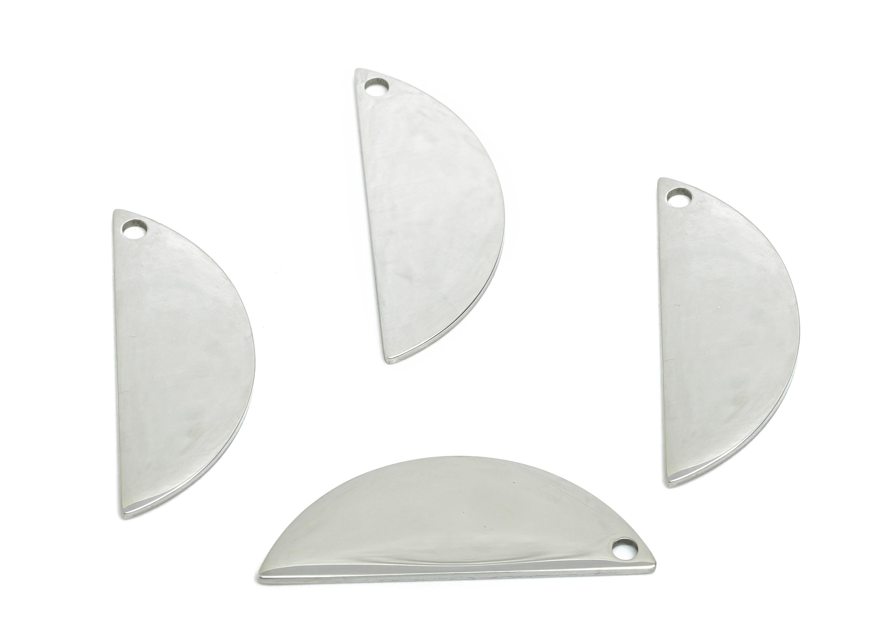 Steel Half-Circle Earring Charm - Geometric Charm For DIY Crafts - Modern Moon Pendant - Customizable Pendant Piece - 27x10x0.98mm - SS2300 - DOMEDBAZAAR