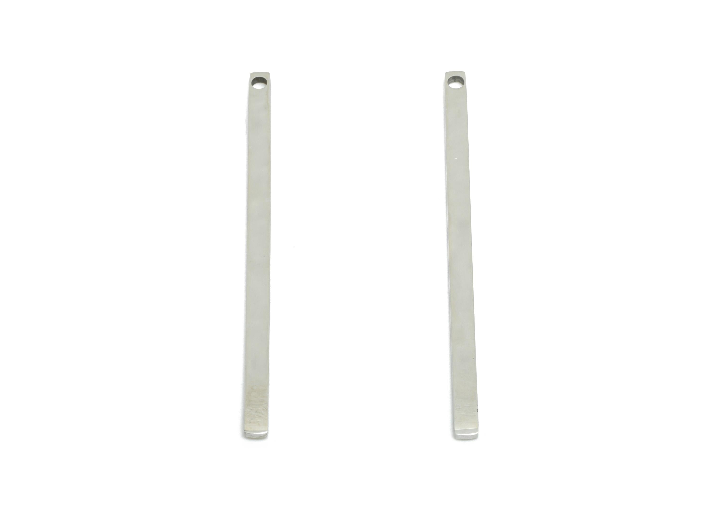 Steel Stick Earring Charm - Minimalist Sleek Bar Charm for DIY Jewelry - High-Quality Stick Stainless Steel Charm - 33x21x0.98mm - SS2347 - DOMEDBAZAAR