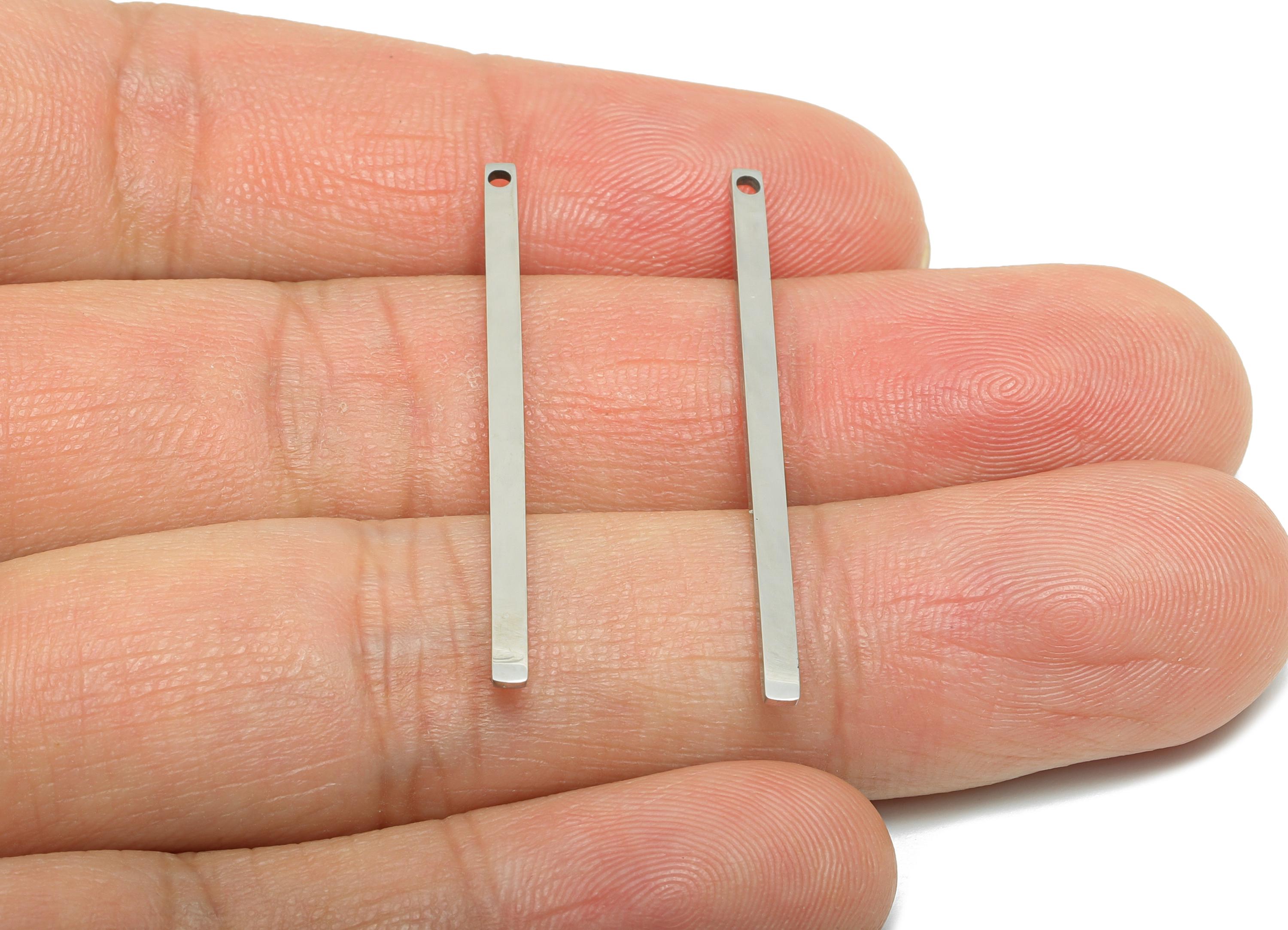 Steel Stick Earring Charm - Minimalist Sleek Bar Charm for DIY Jewelry - High-Quality Stick Stainless Steel Charm - 33x21x0.98mm - SS2347 - DOMEDBAZAAR