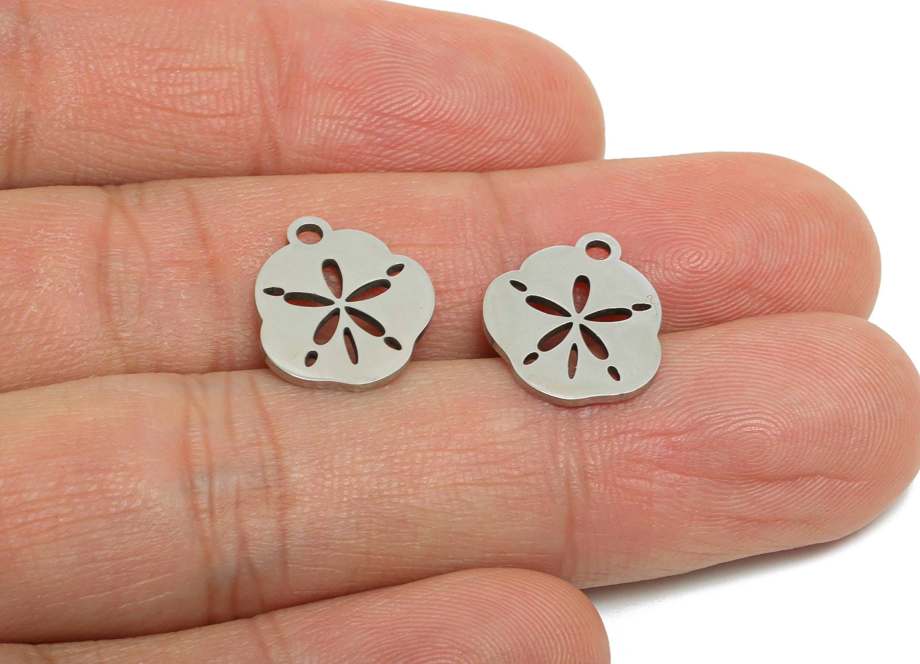 Steel Laser cut Floral Charm - Modern Nature-Inspired Jewelry - Minimalist Flower Design - DIY Jewelry Accessories - 15x12.4x0.98mm - SS2381 - DOMEDBAZAAR