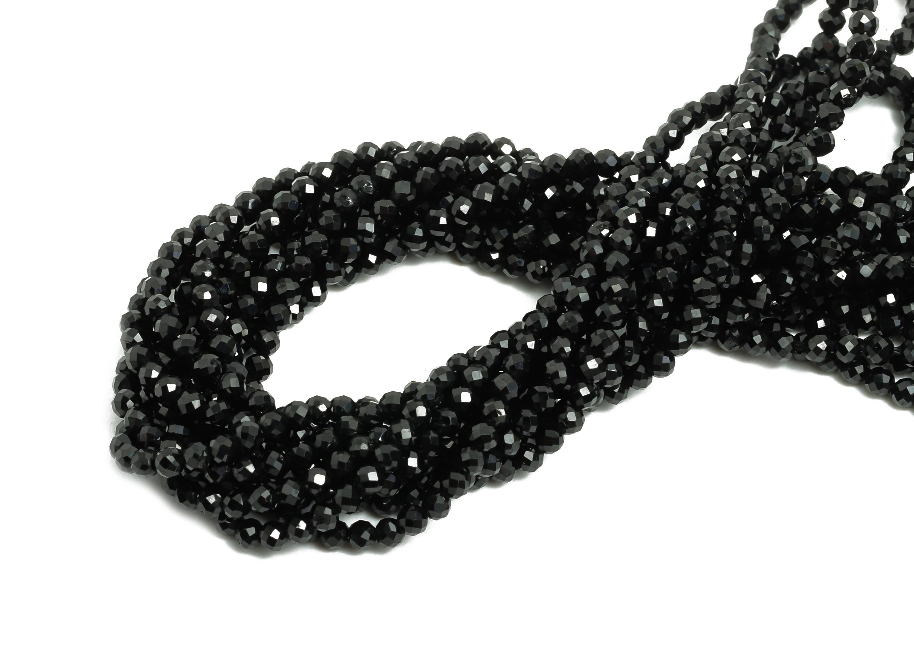Black Spinel Natural Stone - Faceted Round Black Spinel 15.5 inch /Strand - Sparkling Gemstone Beads for Handmade - Beads for DIY-NS2479 - DOMEDBAZAAR