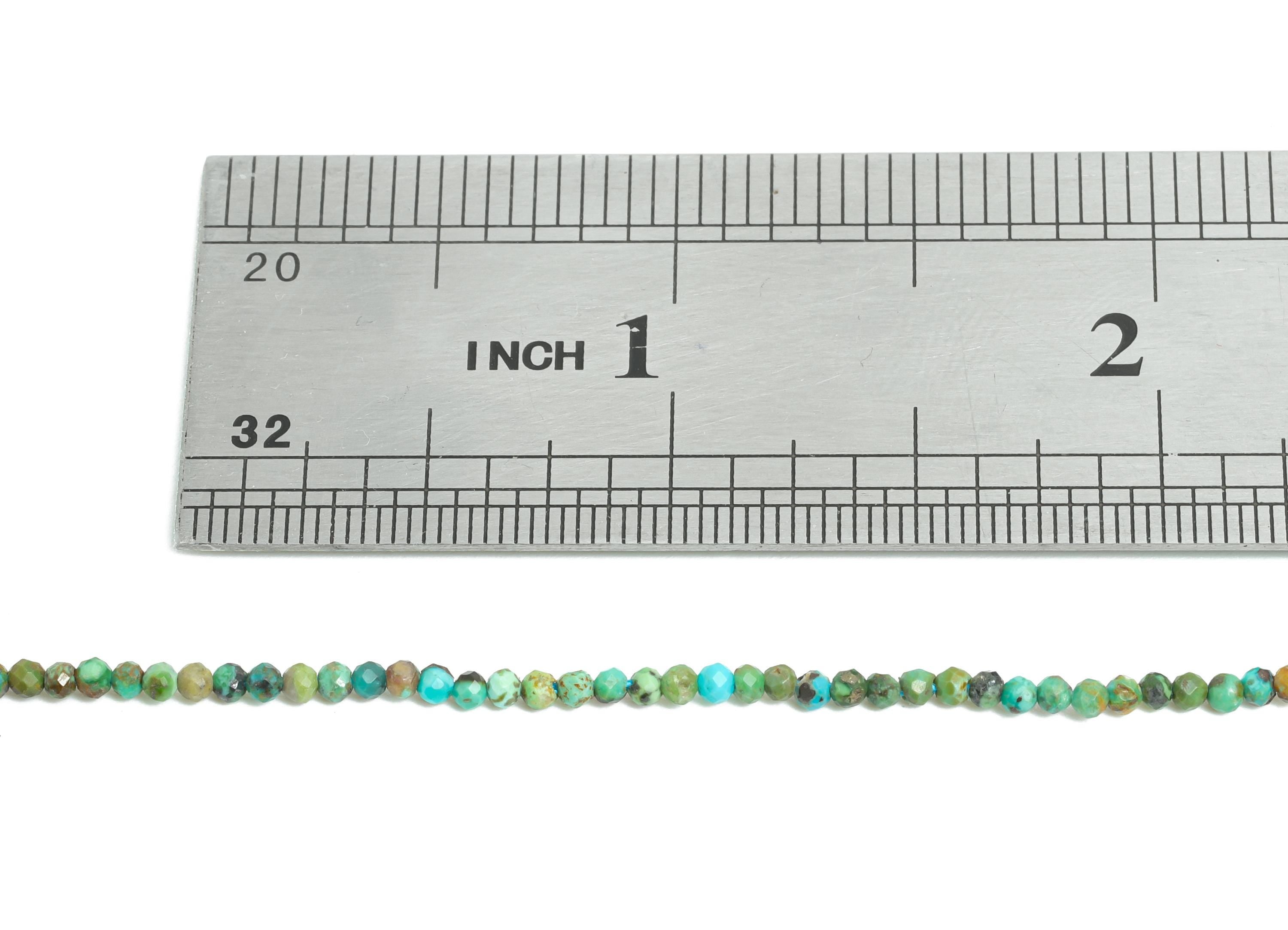 2mm Turquoise Natural Stone Beads - Round Faceted Turquoise 15.5 inch /Strand - Gemstone Beads for Handmade - DIY Crafting Beads - NS2460 - DOMEDBAZAAR