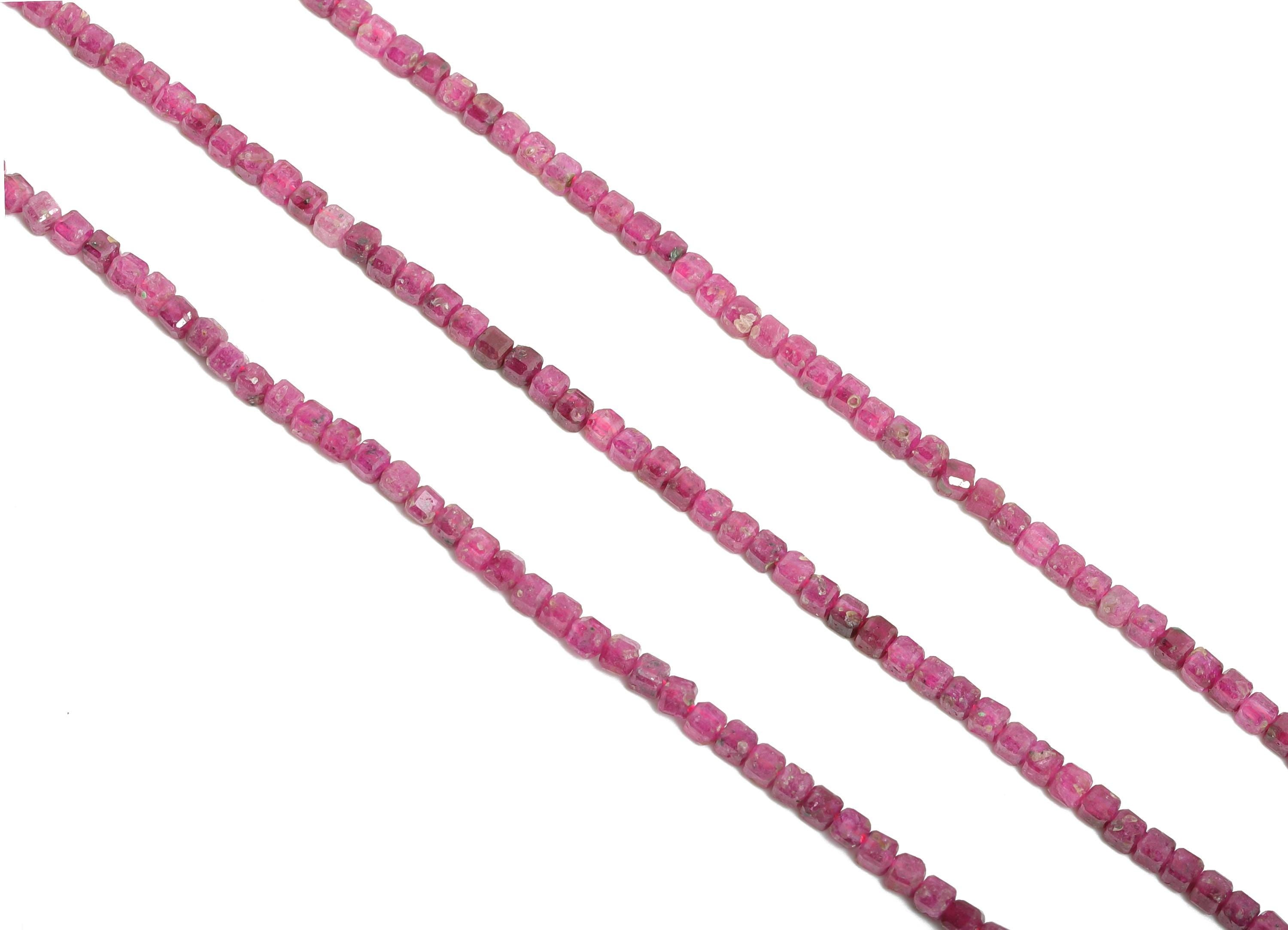 2mm Ruby Natural Stone Bead - Faceted Cube Ruby 15.5 inch /Strand - Gemstone Bead for Handmade - DIY Crafting Bead - Jewelry Making - NS2418 - DOMEDBAZAAR