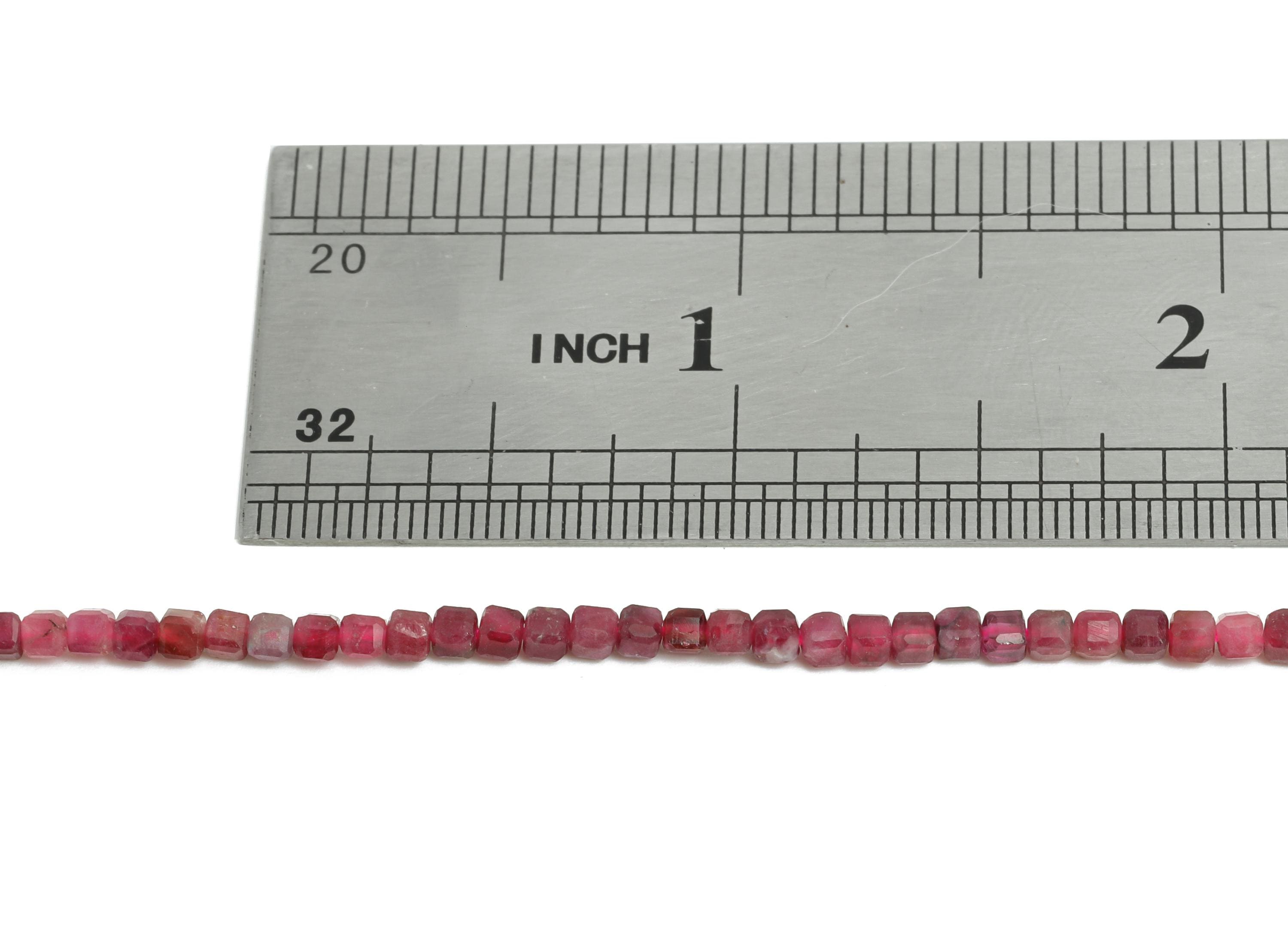Red Tourmaline Natural Stone Bead - Faceted Cube Red Tourmaline 15.5 inch /Strand - Gemstone Bead for Handmade - Jewelry Making DIY - NS2500 - DOMEDBAZAAR