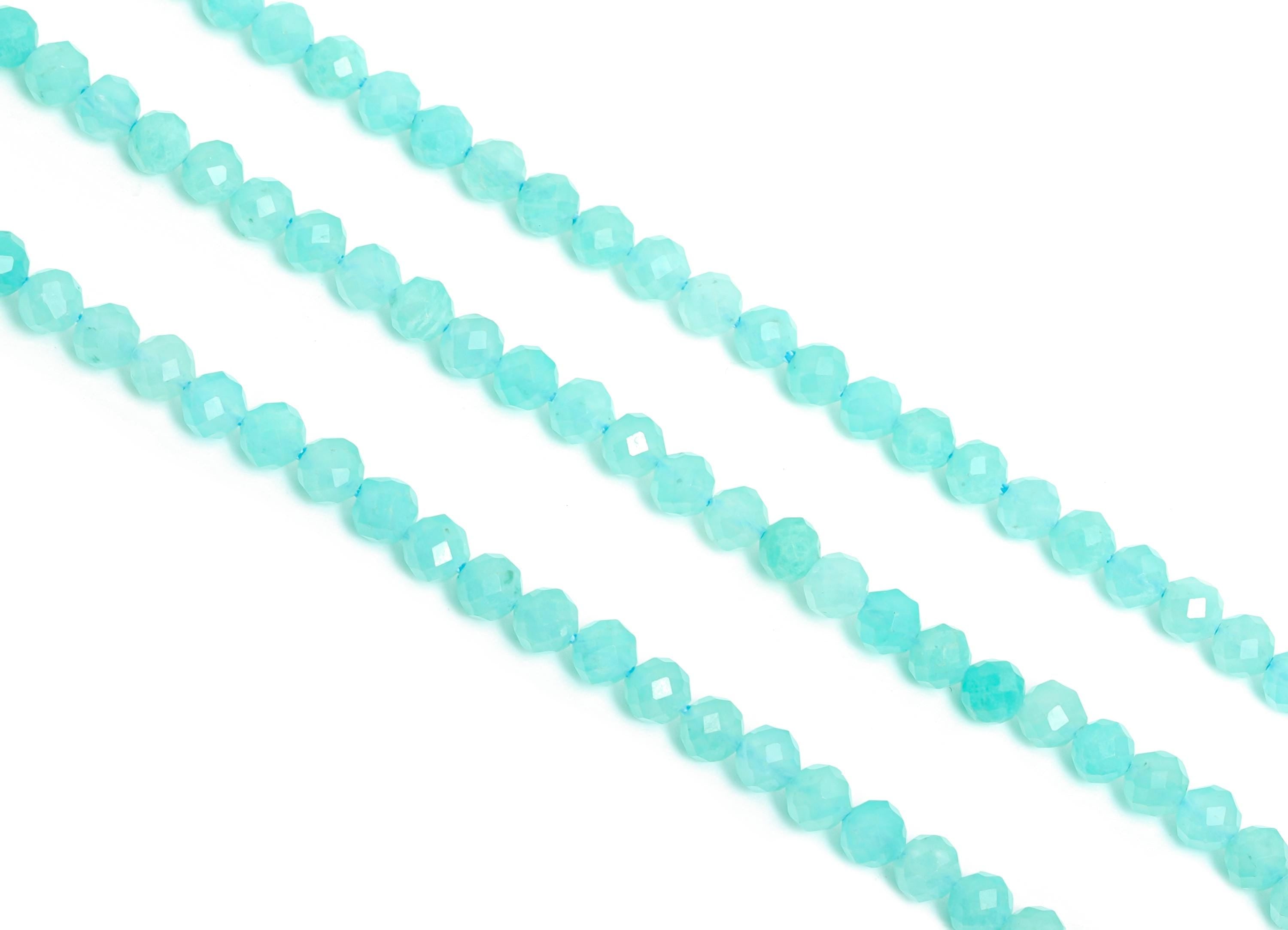 4mm Amazonite Natural Stone Bead - Faceted Round Amazonite 15.5 inch /Strand - Sparking Gemstone Bead for Handmade - Crafting Bead  - NS2527 - DOMEDBAZAAR