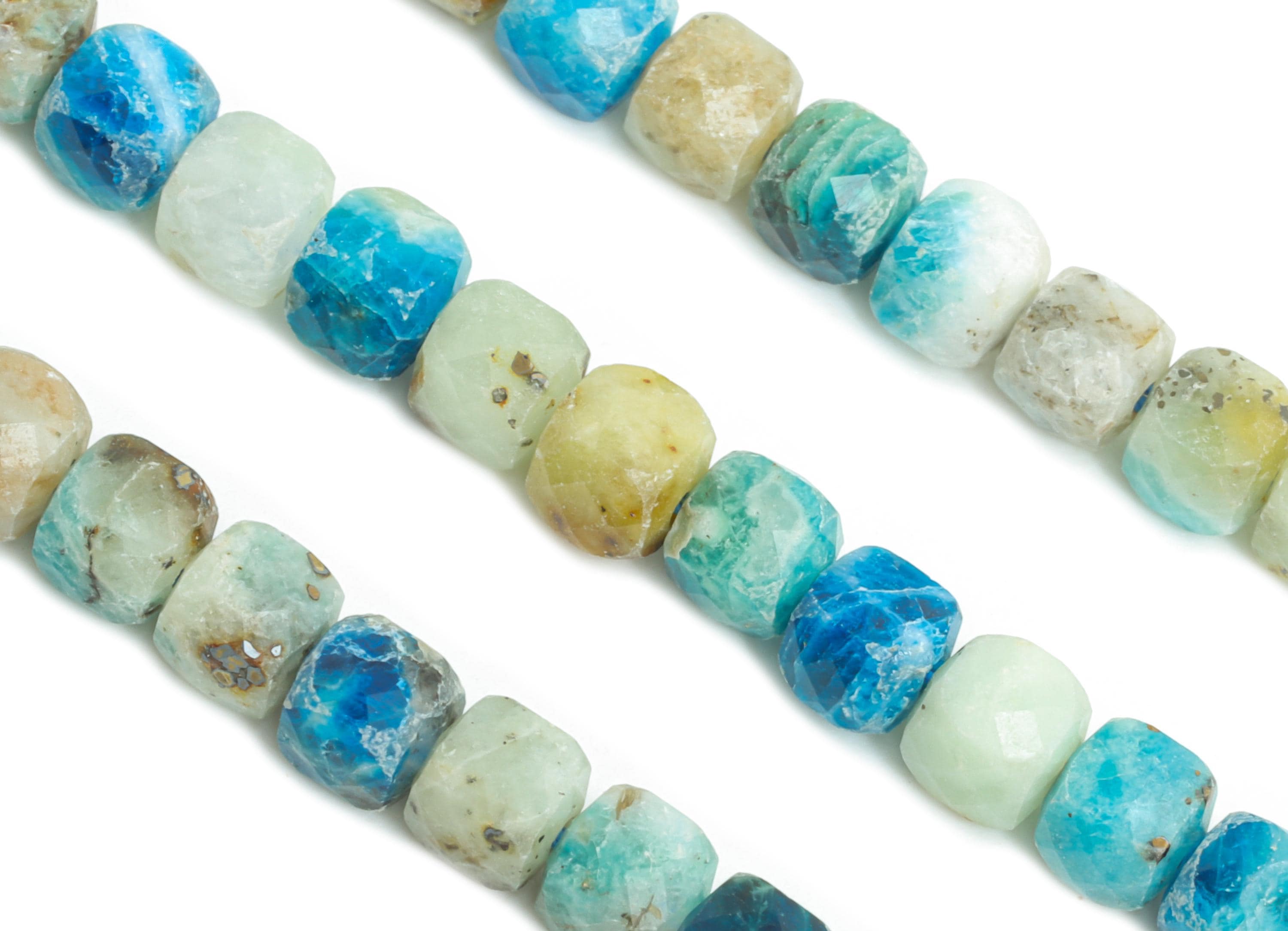 Apatite Natural Stone Beads - Faceted Cube Apatite 16 inch /Strand - Gemstone Beads for Handmade - Crafting Bead - Jewelry Making - NS2687 - DOMEDBAZAAR
