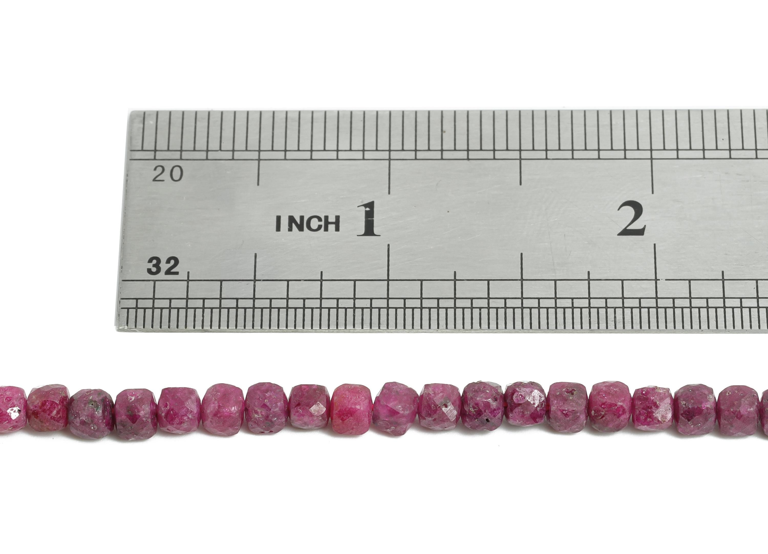 4mm Ruby Natural Stone Beads - Faceted Cube Raby 15 inch /Strand - Gemstone Beads for Handmade - Crafting Bead - Jewelry Making - NS2464 - DOMEDBAZAAR
