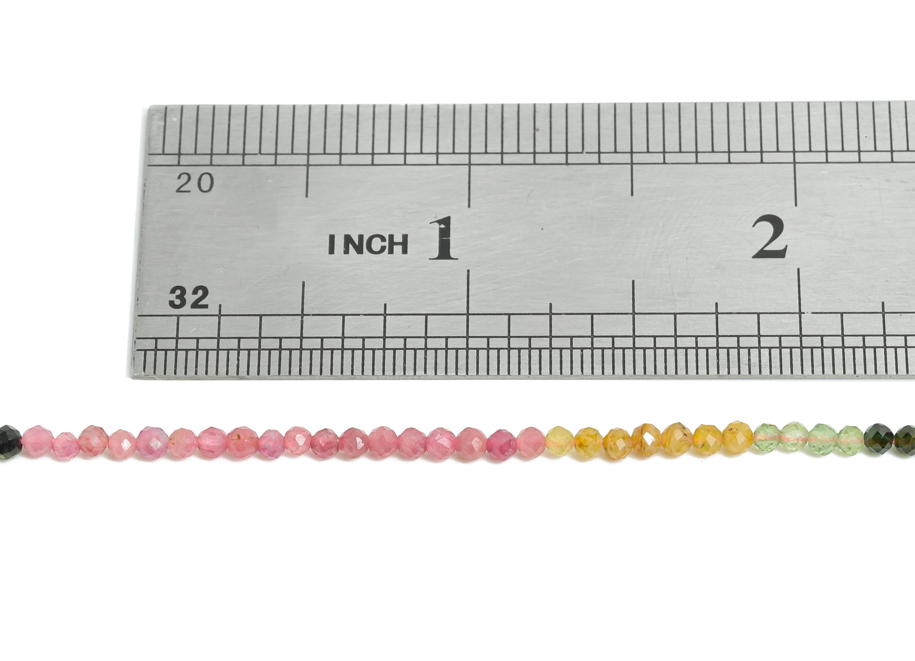 2.5mm Tourmaline Natural Stone Bead - Rainbow Faceted Round Tourmaline 15.5 inch /Strand - Gemstone Bead for Handmade - Jewelry DIY - NS2409 - DOMEDBAZAAR