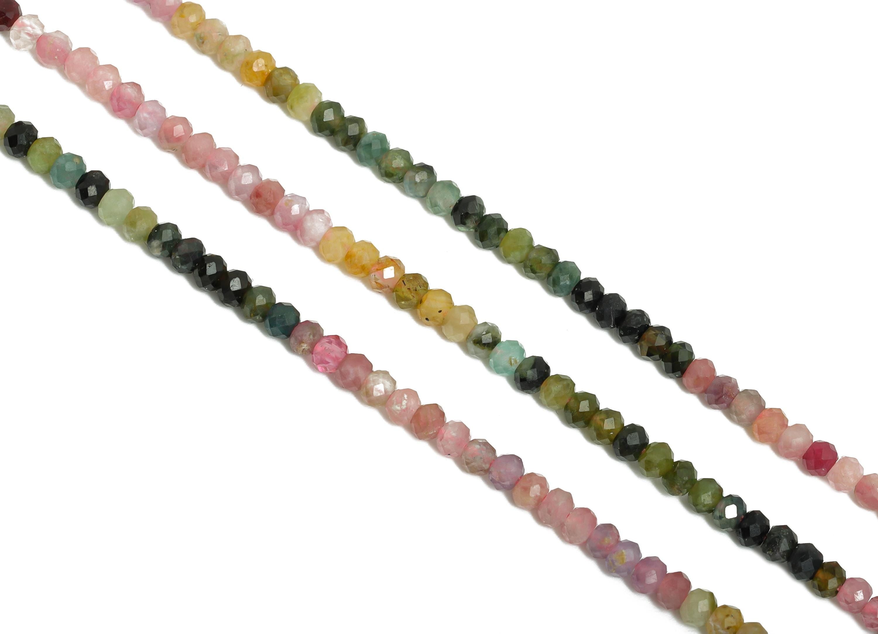 2.8x2.2mm Tourmline Natural Stone Beads - Faceted Rondella Tourmline 15.5 inch /Strand - Gemstone Beads for Handmade - Crafting Bead -NS2465 - DOMEDBAZAAR