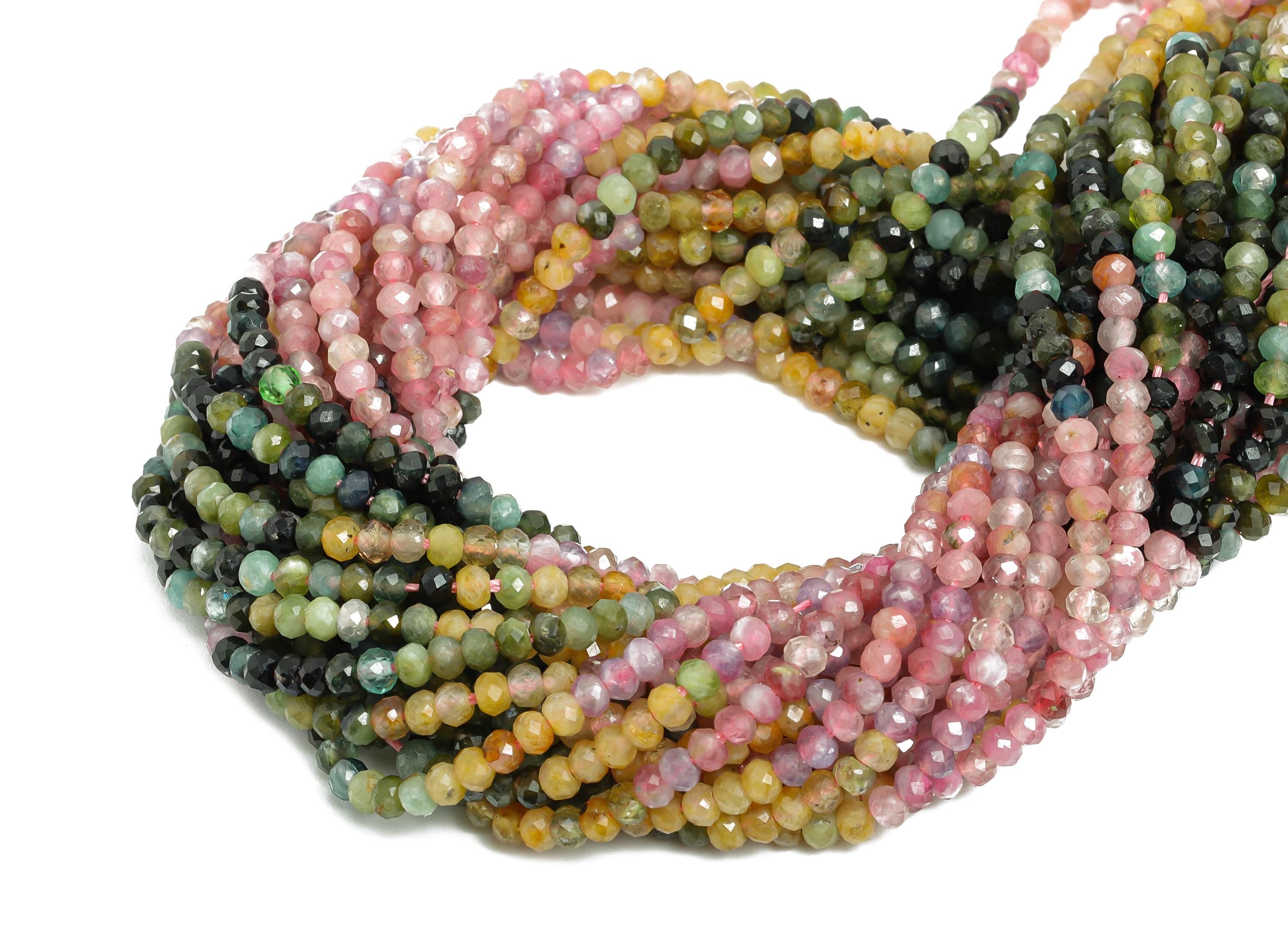 2.8x2.2mm Tourmline Natural Stone Beads - Faceted Rondella Tourmline 15.5 inch /Strand - Gemstone Beads for Handmade - Crafting Bead -NS2465 - DOMEDBAZAAR