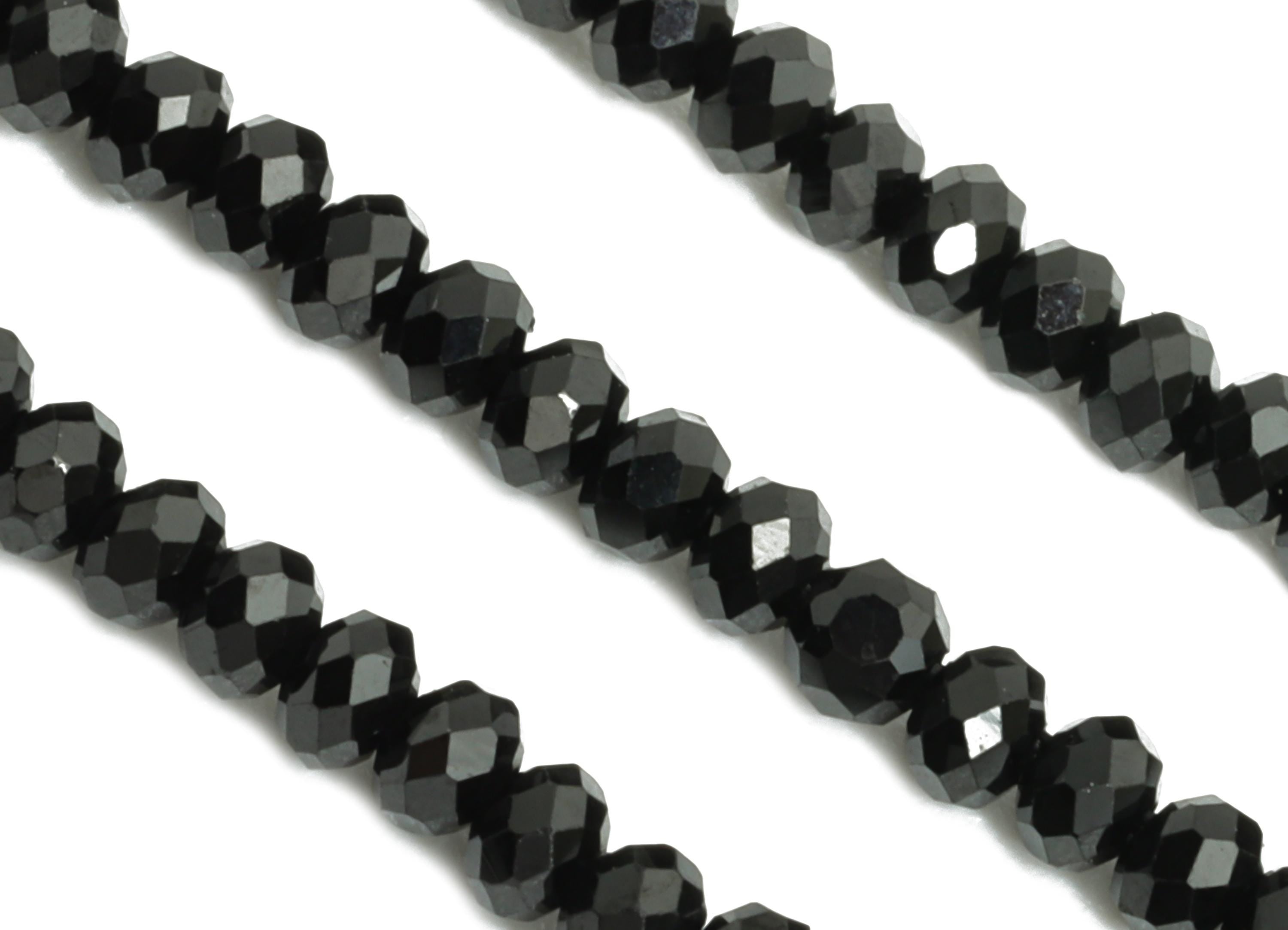 Black Tourmline Natural Stone Bead - Faceted Rondella Black Tourmline 15.5 inch /Strand - Gemstone Beads - Crystal Healing Bead - NS2469 - DOMEDBAZAAR