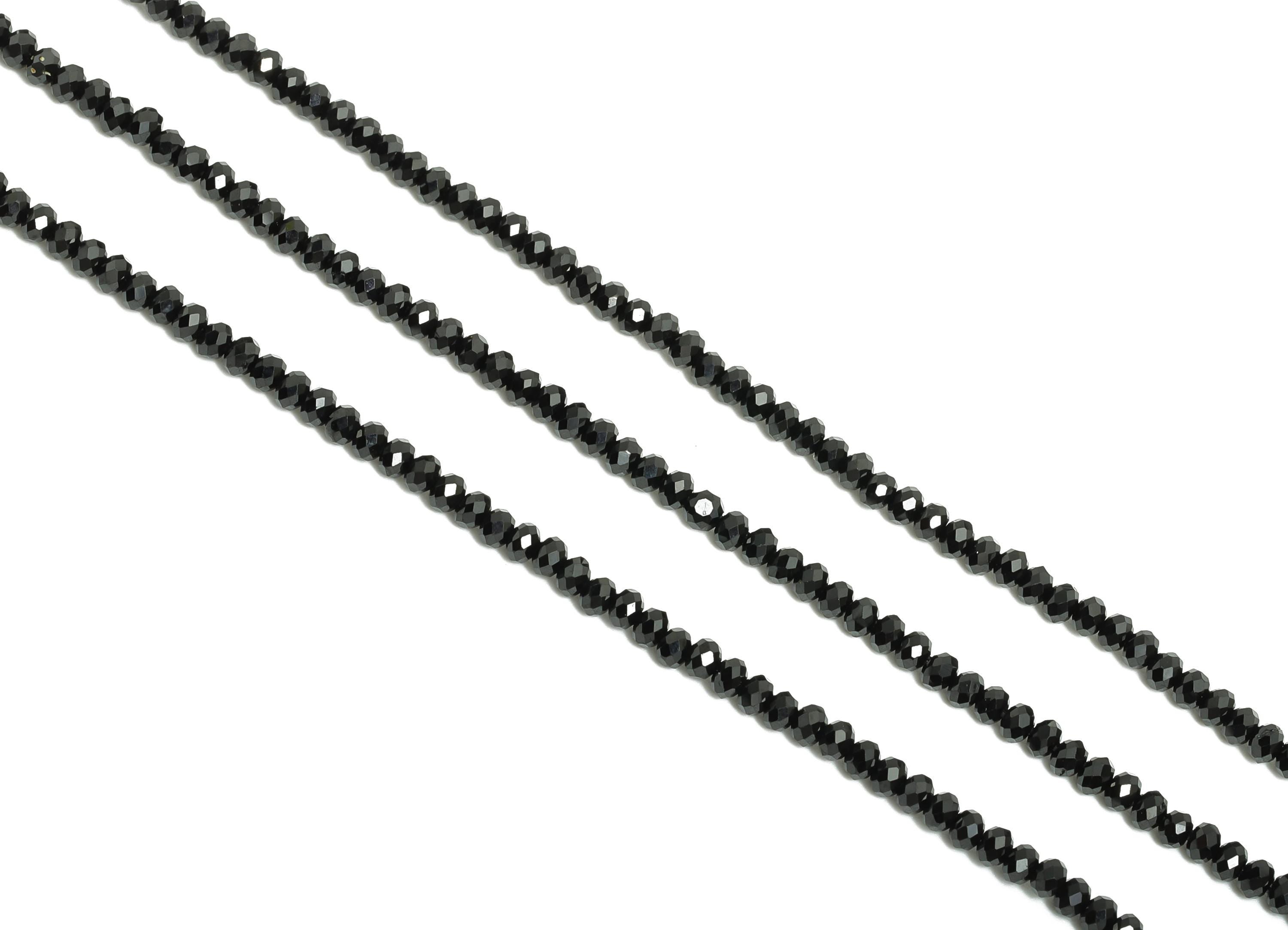 Black Tourmline Natural Stone Bead - Faceted Rondella Black Tourmline 15.5 inch /Strand - Gemstone Beads - Crystal Healing Bead - NS2469 - DOMEDBAZAAR