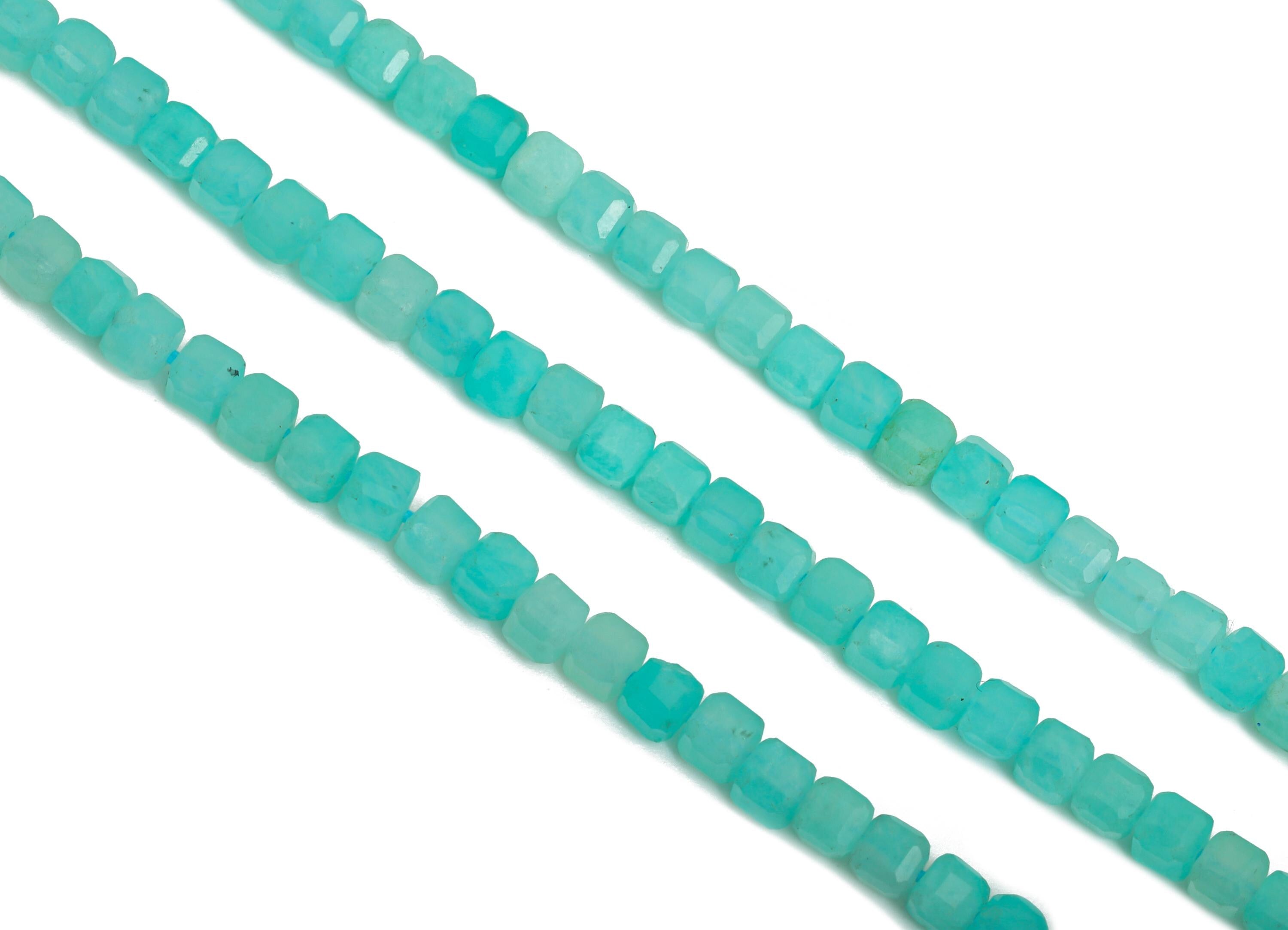 3mm Amazonite Natural Stone Bead - Faceted Cube Amazonite 15.5 inch /Strand - Handmade Gemstone Bead - Artisan Bead - Jewelry Making -NS2435 - DOMEDBAZAAR