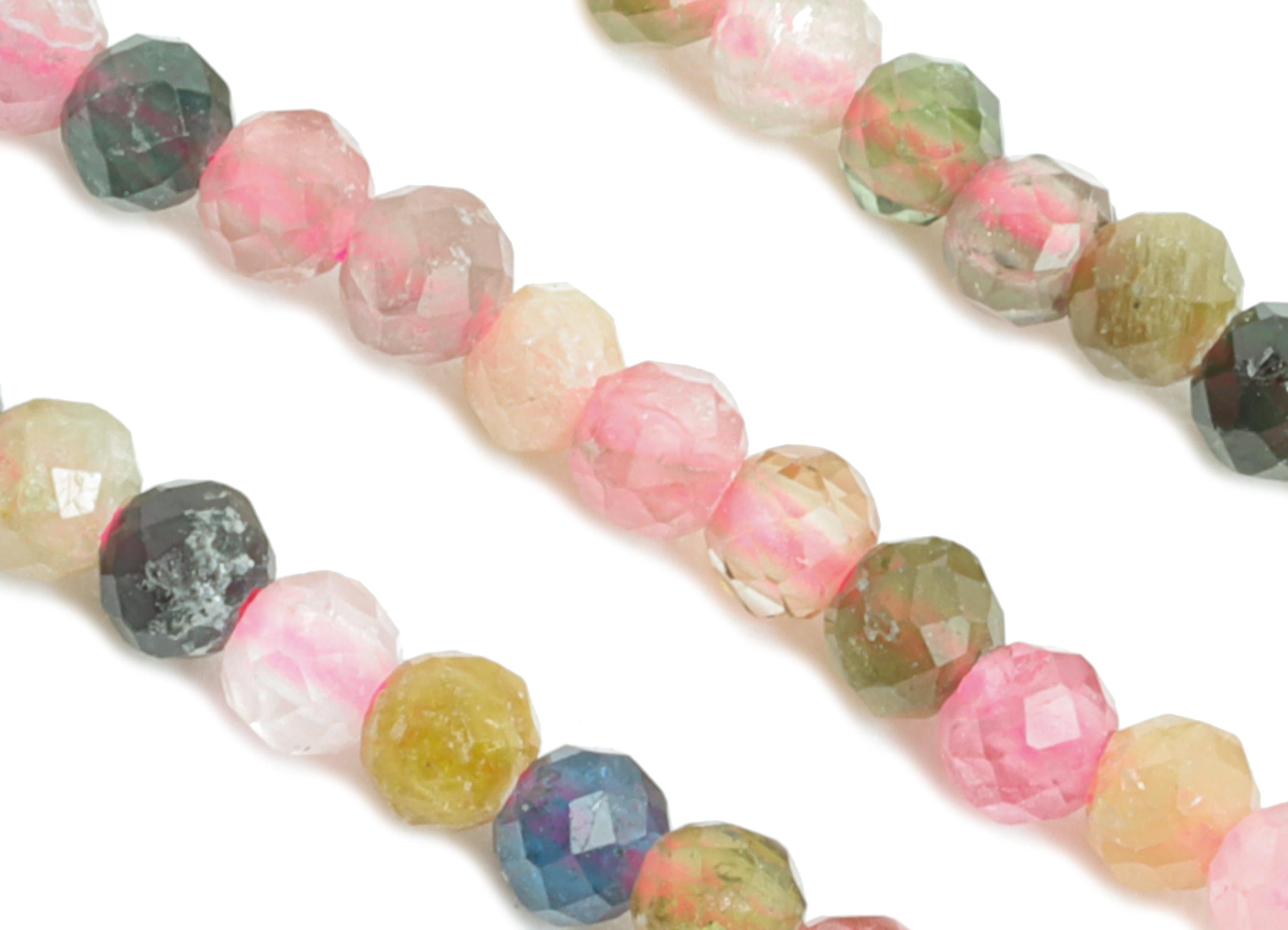 1.9x1.7mm Tourmaline Natural Stone Bead - Faceted Round Tourmaline 15.5inch/Strand - Handmade High-Quality Bead -Crystal Healing Bead-NS2484 - DOMEDBAZAAR