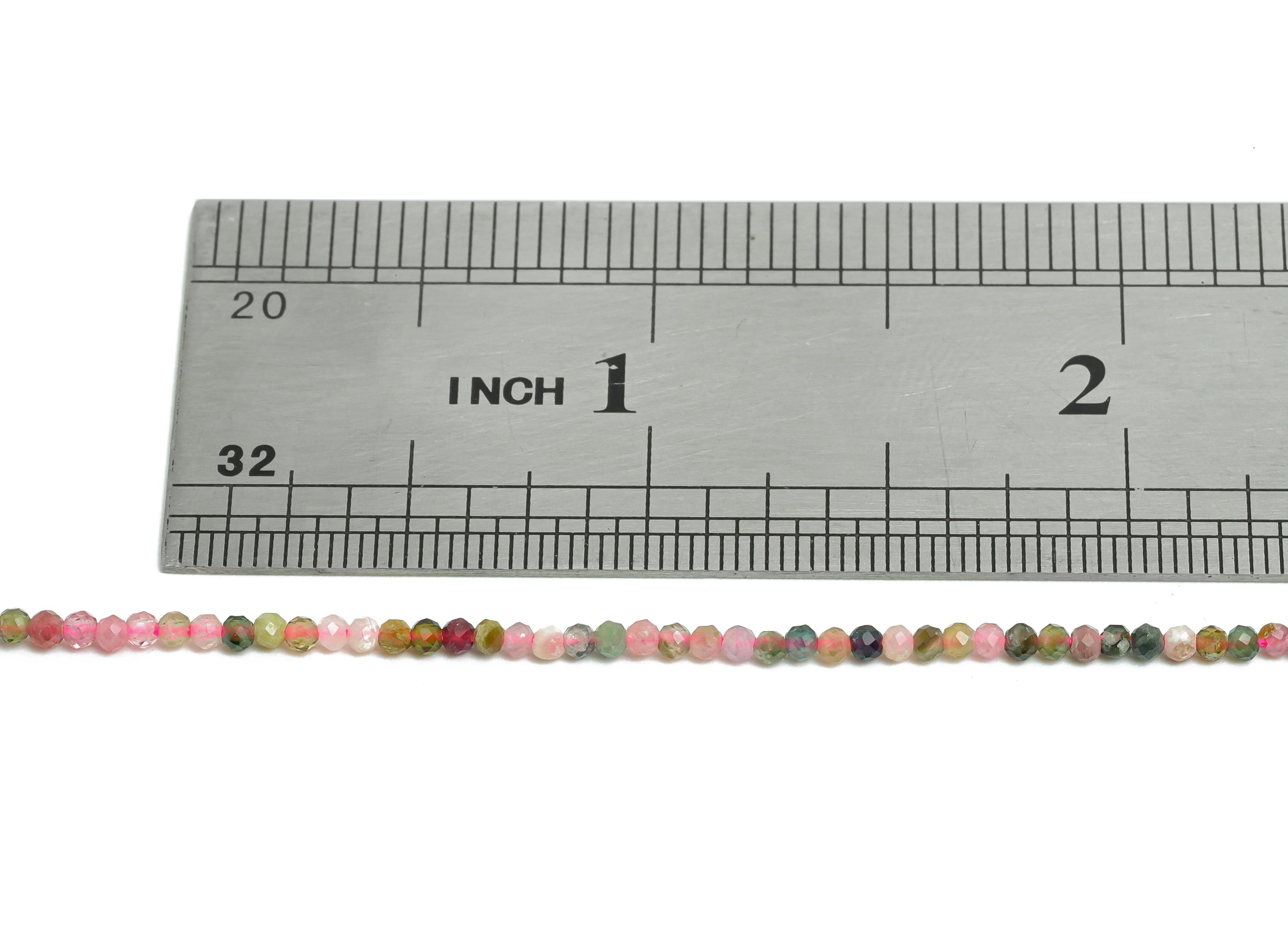 1.9x1.7mm Tourmaline Natural Stone Bead - Faceted Round Tourmaline 15.5inch/Strand - Handmade High-Quality Bead -Crystal Healing Bead-NS2484 - DOMEDBAZAAR