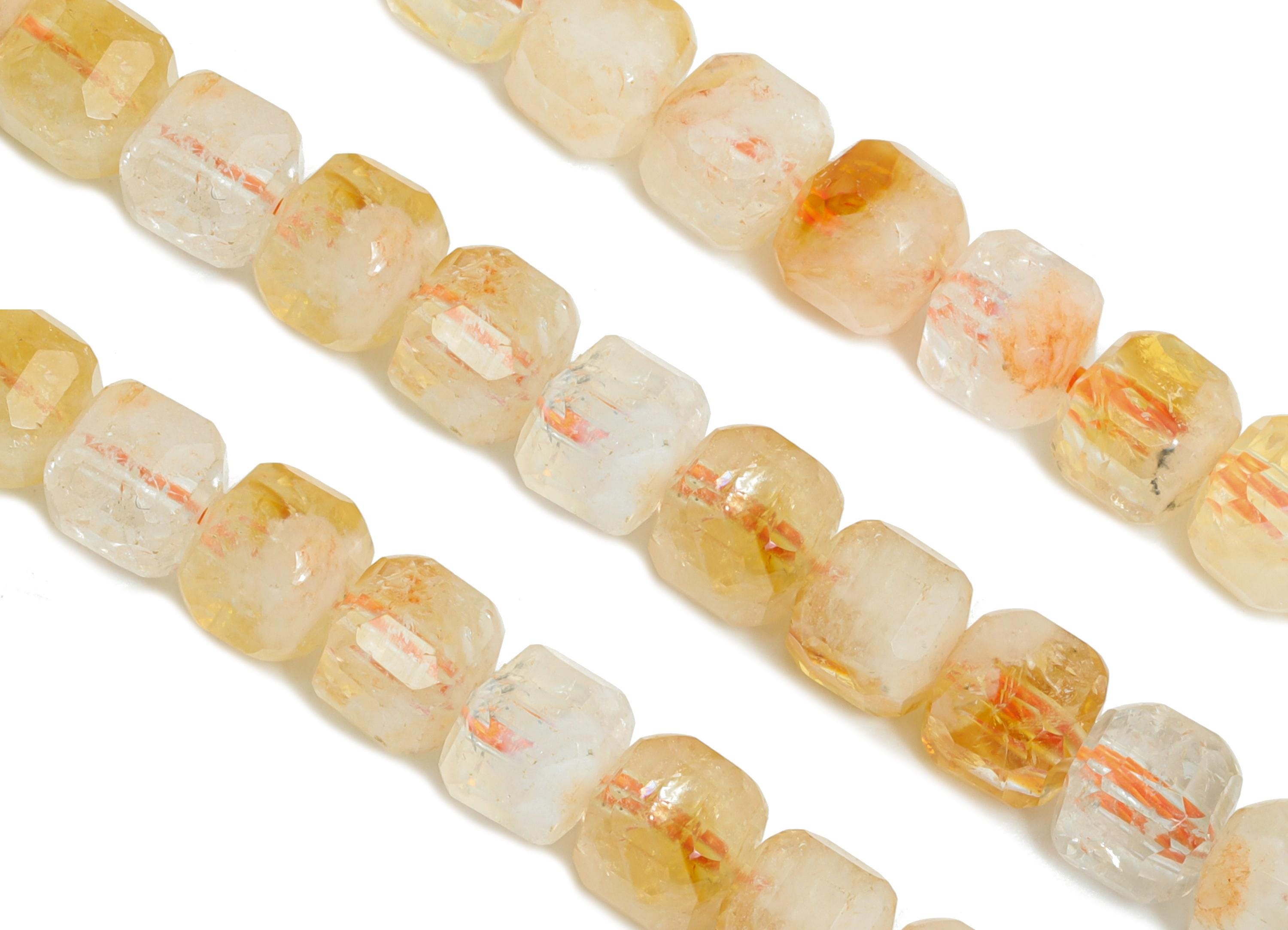 5mm Citrine Natural Stone Beads - Faceted Cube Citrine 15.5 inch /Strand - Handmade Gemstone Beads - Artisan Bead - Jewelry Making - NS2509 - DOMEDBAZAAR