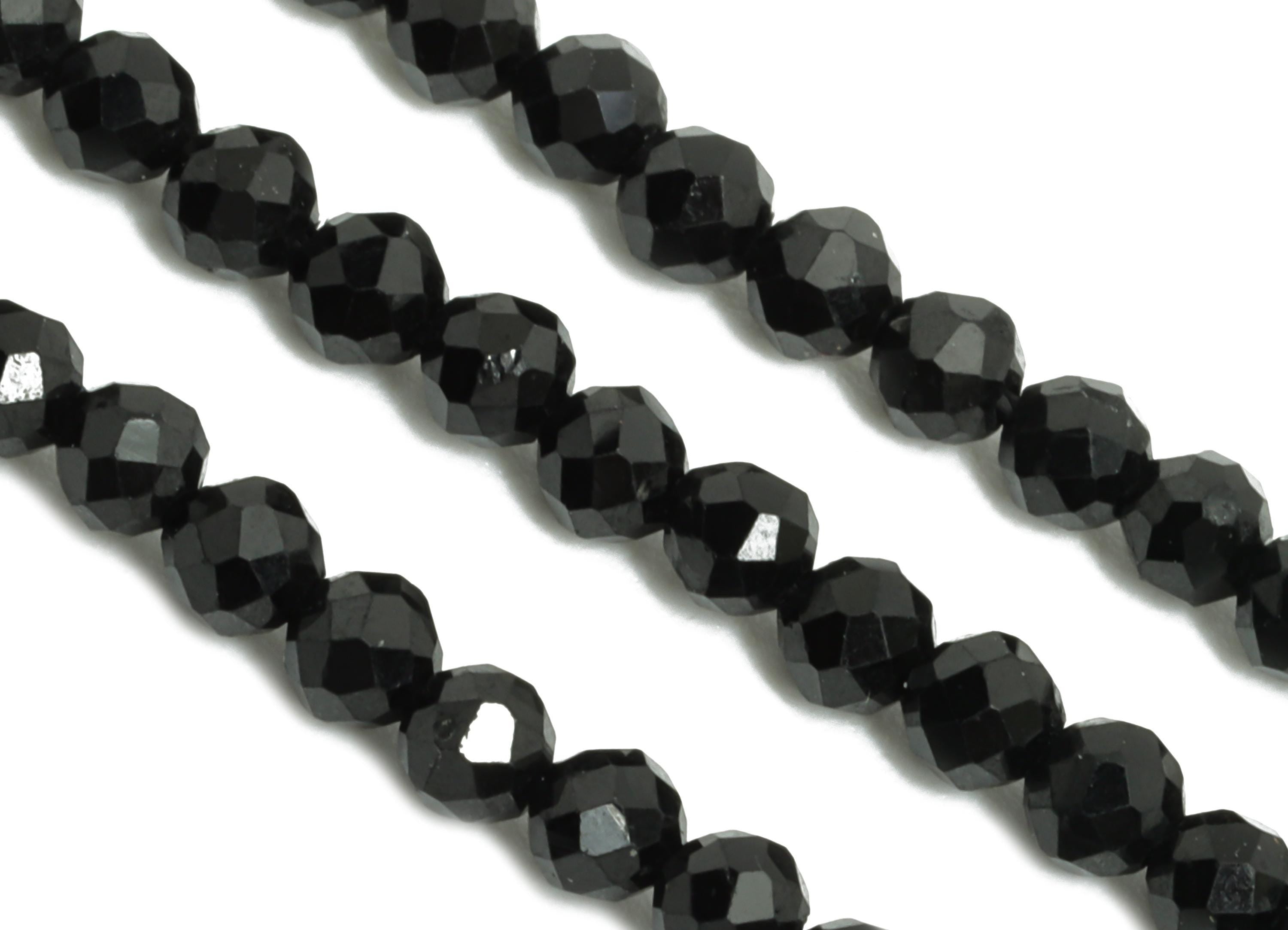 2mm Black Tourmline Natural Stone Beads - Faceted Round Black Tourmline 15.5 inch /Strand - Handmade Gemstone Bead - Jewelry Making - NS2470 - DOMEDBAZAAR