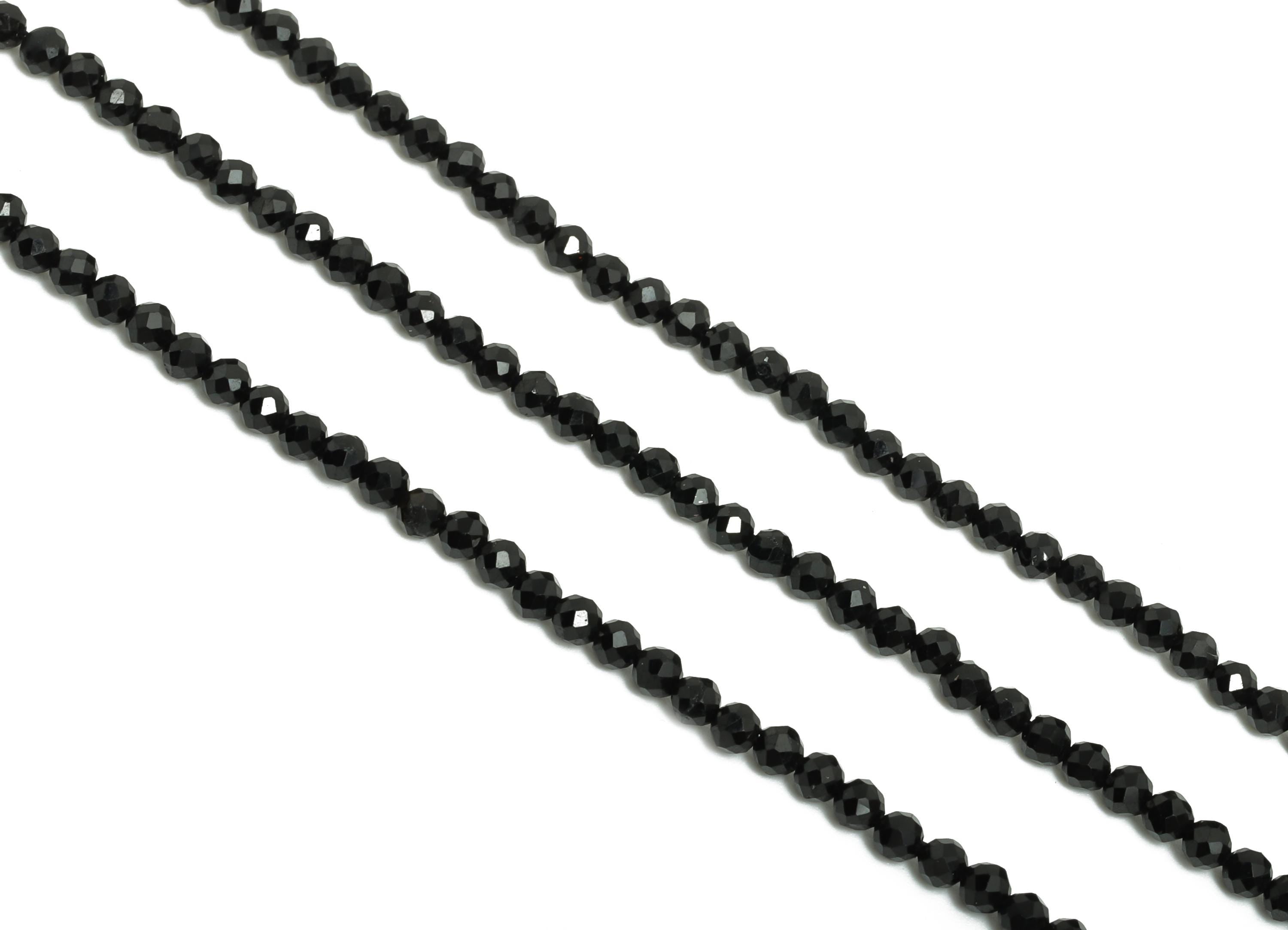 2mm Black Tourmline Natural Stone Beads - Faceted Round Black Tourmline 15.5 inch /Strand - Handmade Gemstone Bead - Jewelry Making - NS2470 - DOMEDBAZAAR