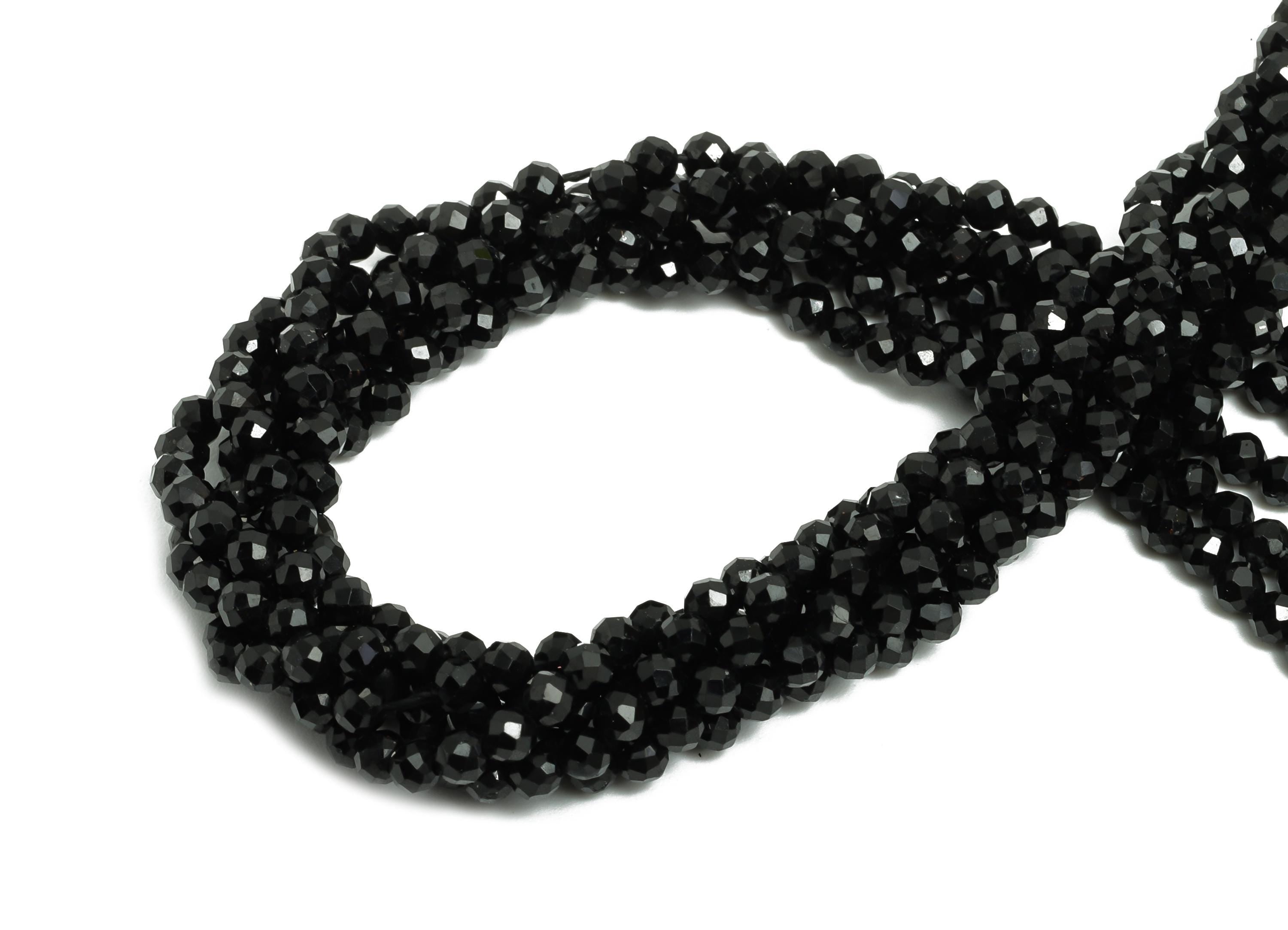 2mm Black Tourmline Natural Stone Beads - Faceted Round Black Tourmline 15.5 inch /Strand - Handmade Gemstone Bead - Jewelry Making - NS2470 - DOMEDBAZAAR