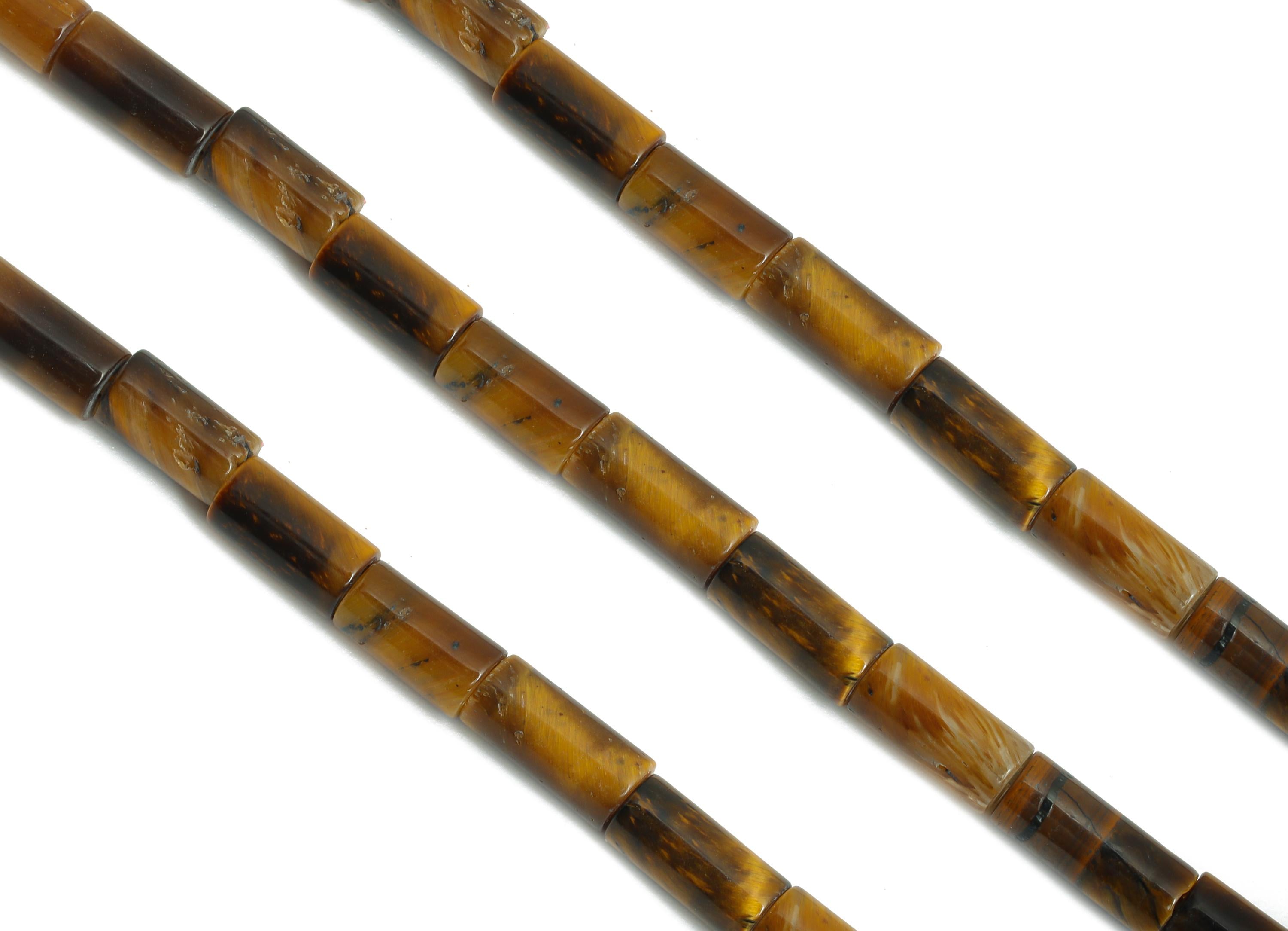 3x6mm Tigereye Natural Stone Bead - Cylinder Beads - Cylindrical Tube Bead - 15.35 inch /Strand - Beads for Crafts - Stone Making - NS2977 - DOMEDBAZAAR