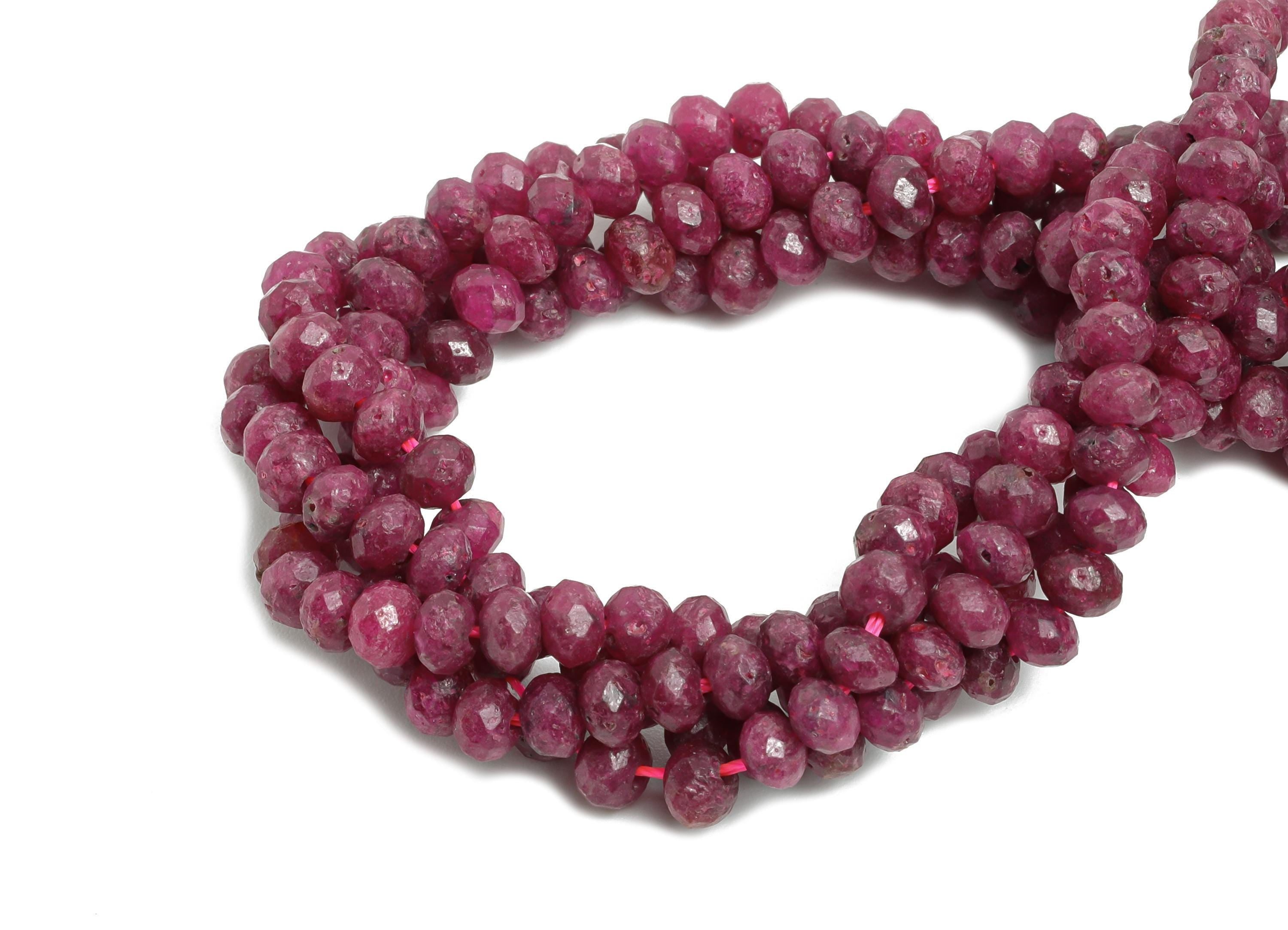 3x4mm Ruby Natural Stone Bead - Faceted Rondella Ruby 15.5 inch /Strand - Natural Gemstone Bead - Healing Stone Bead - Artisan Bead - NS2440 - DOMEDBAZAAR