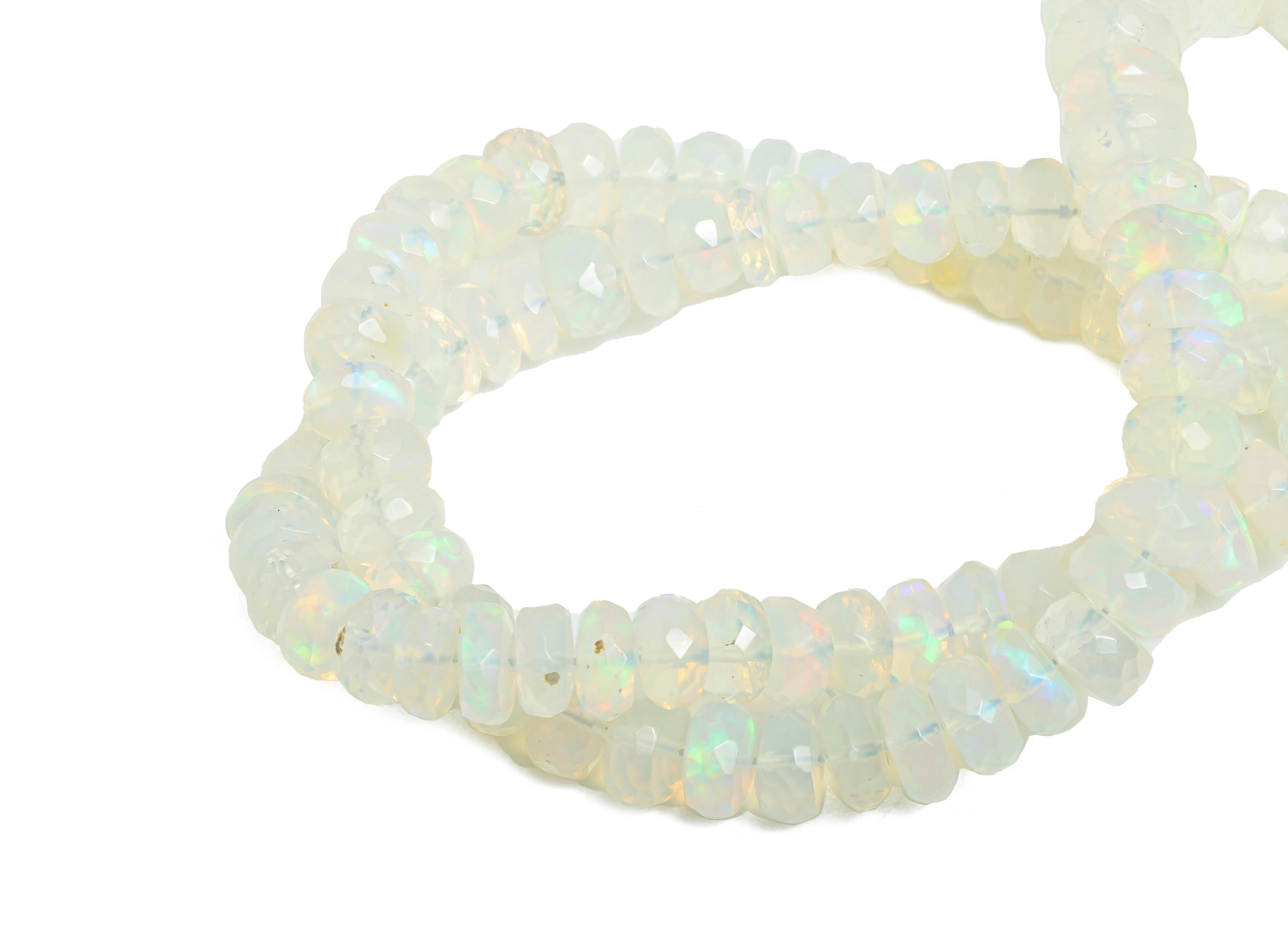 5.3mm to 8.4mm White Opal Natural Beads - Rondella Disc White Opal 16.5 inch /Strand - Crafting Gemstone Bead - Healing Stone Bead - NS2703 - DOMEDBAZAAR