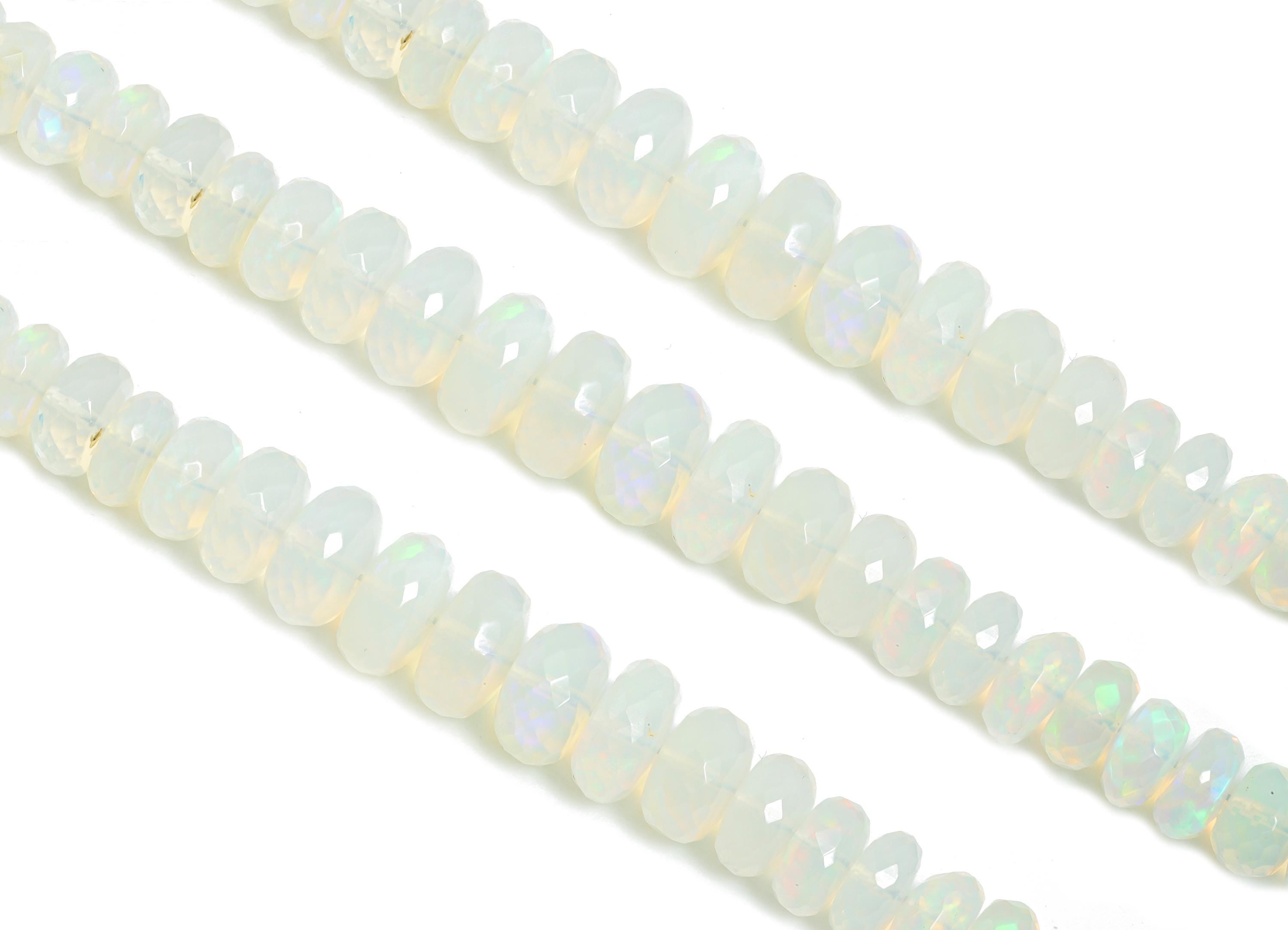 5.3mm to 8.4mm White Opal Natural Beads - Rondella Disc White Opal 16.5 inch /Strand - Crafting Gemstone Bead - Healing Stone Bead - NS2703 - DOMEDBAZAAR