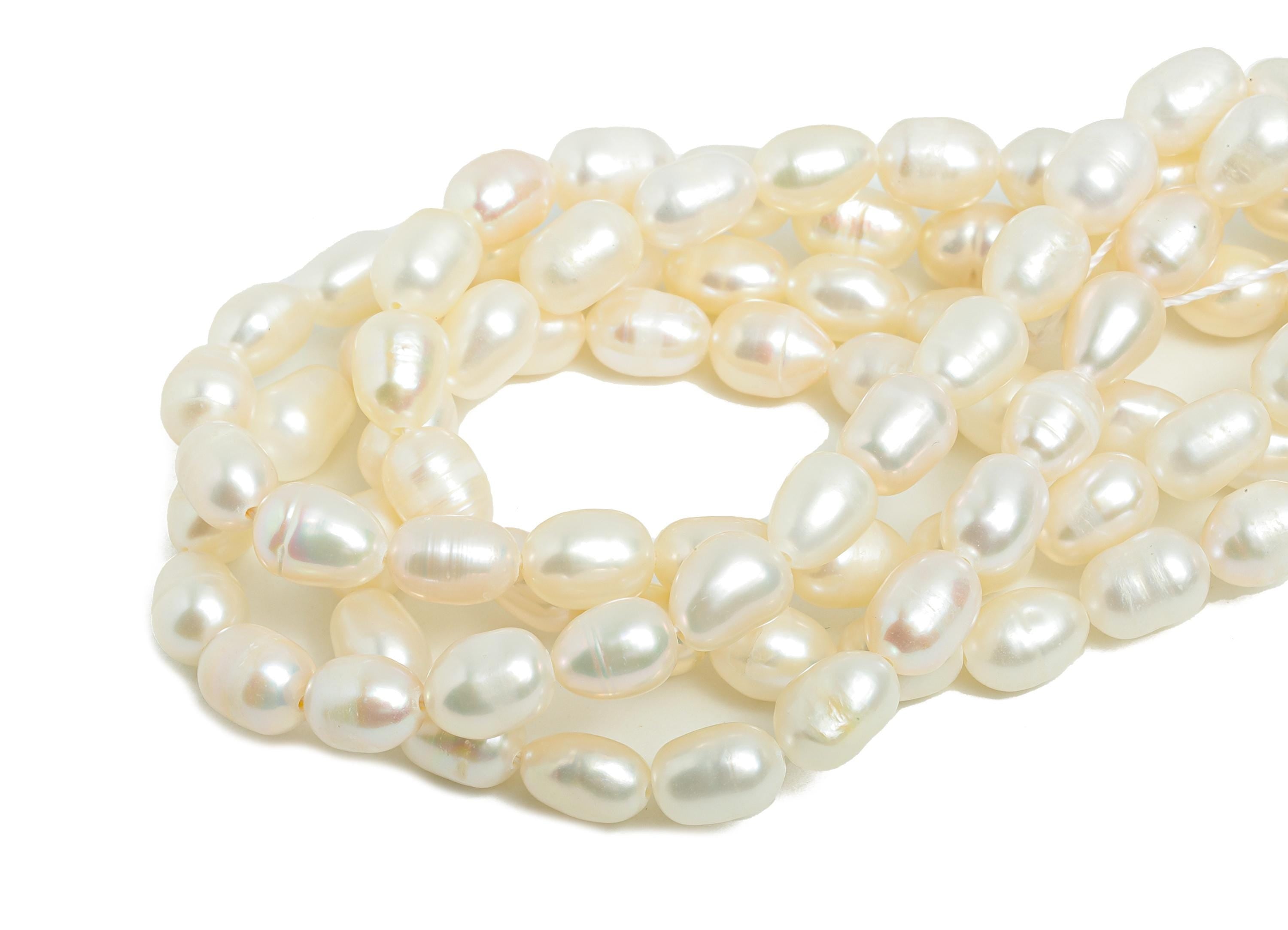 35cm Natural Pearl Beads - High-Quality Pearl Beads 13.5 inch /Strand - Pearls for DIY Jewelry - Classic White Pearls - 7x5x5.3mm - NS2954 - DOMEDBAZAAR