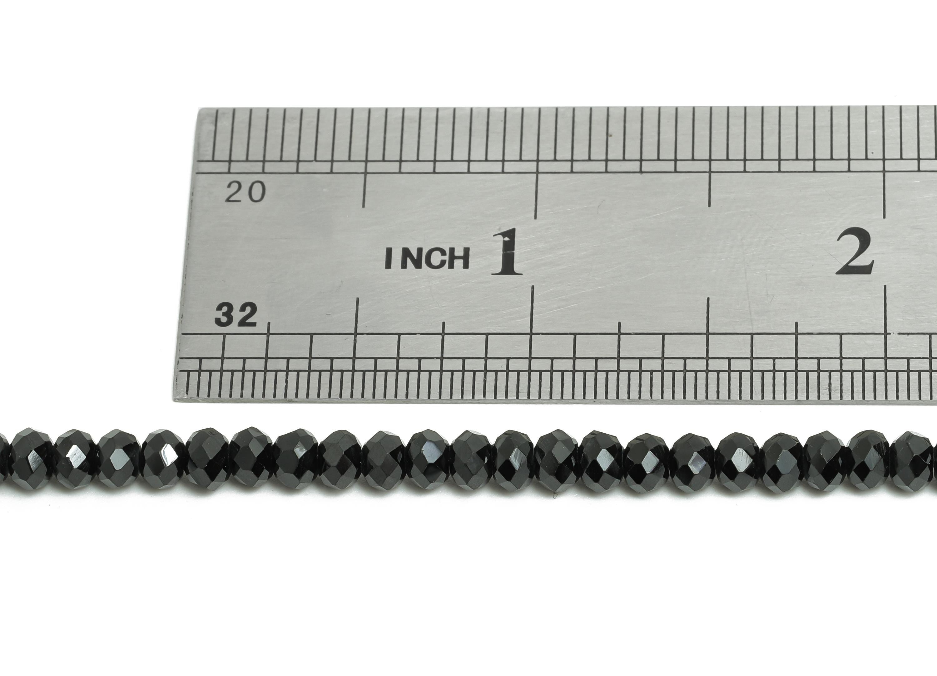 3x4mm Black Spinel Natural Stone Beads - Faceted Rondella Black Spinel Beads 15.5 inch /Strand - Handmade Stone Bead - Jewelry Making-NS2480 - DOMEDBAZAAR