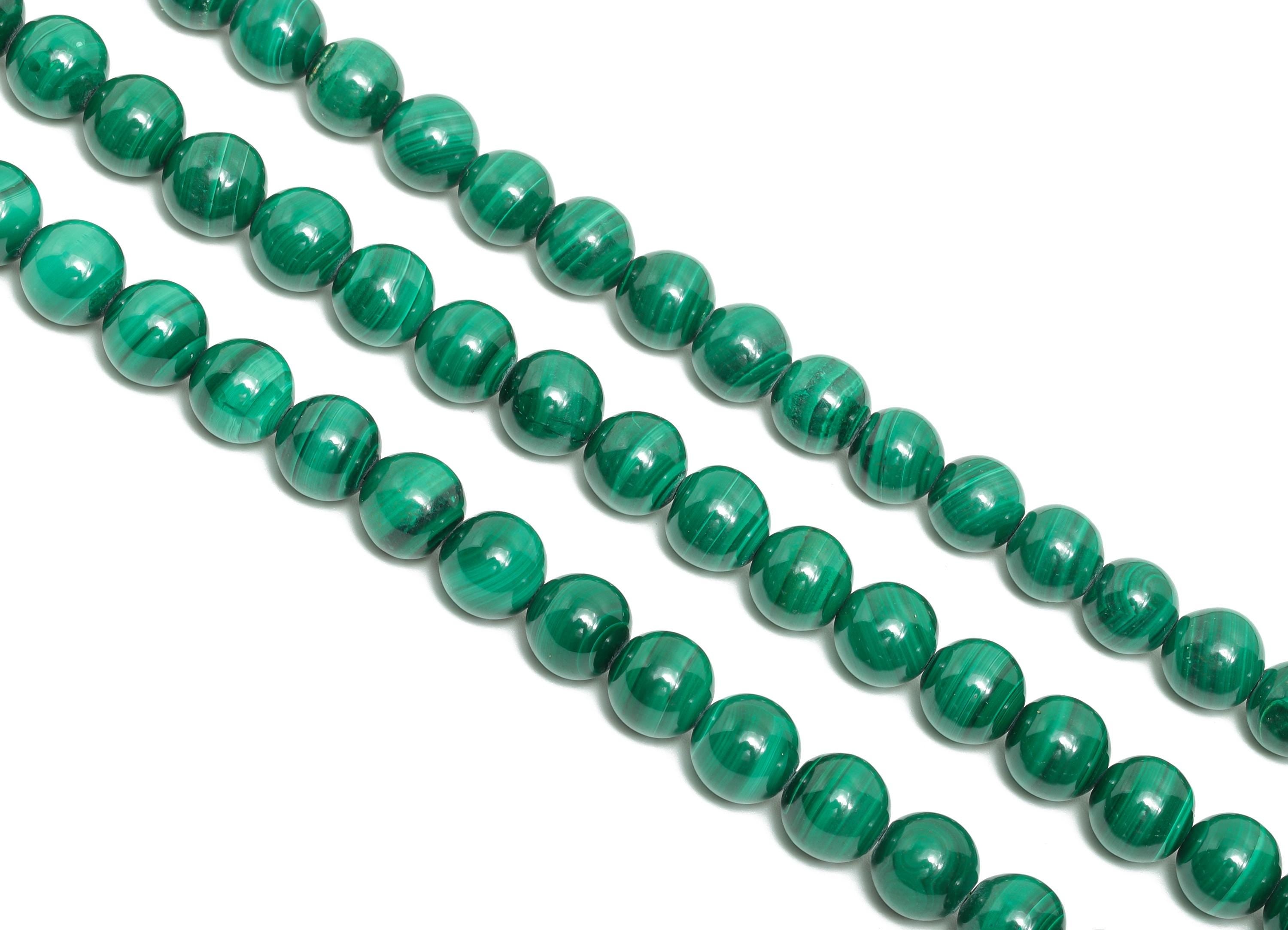 7mm Malachite Natural Stone Beads - Round Malachite 15.5 inch /Strand - Handmade Gemstone Bead - Crafting Bead - Smooth Stone Bead - NS2407 - DOMEDBAZAAR