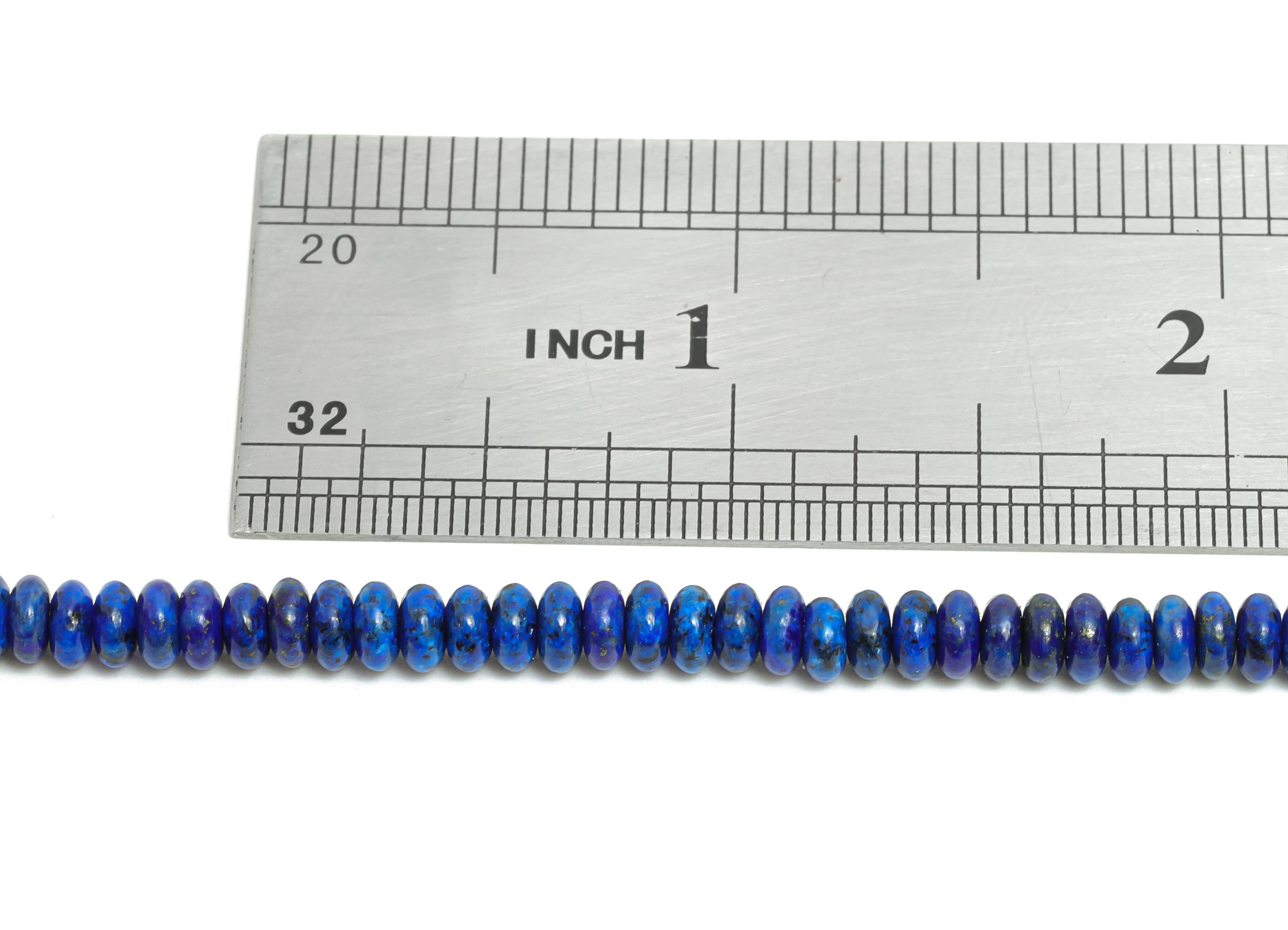 4x2mm Lapis lazuli Natural Stone - Smooth Rondella Lopis Bead 15 inch /Strand - Handmade Jewelry Beads - High-Quality Natural Beads - NS2995 - DOMEDBAZAAR