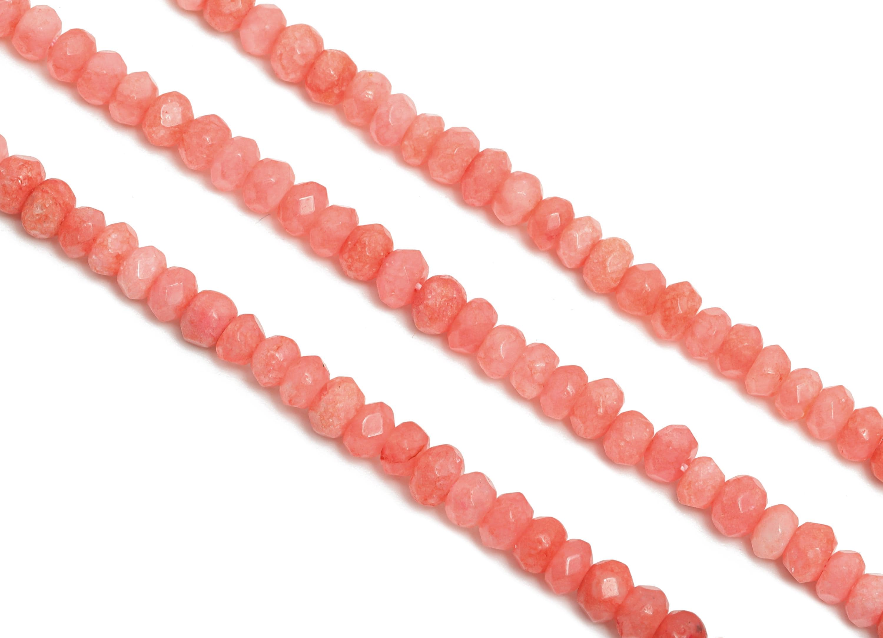 3x2mm Pink Jade Natural Stone Bead - Faceted Rondella Pink Jade 14.56 inch /Strand - Crafting Gemstone Bead - Handmade Jewelry Bead - NS2982 - DOMEDBAZAAR