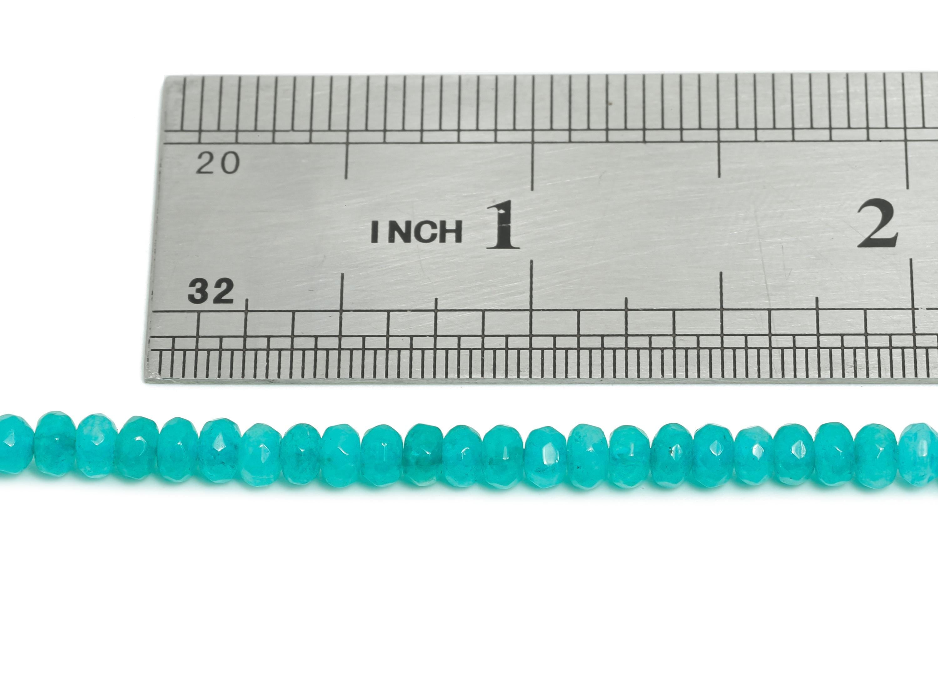 4x3mm Amazonite Natural Stone Bead - Faceted Rondella Smooth Bead 14.56 inch /Strand - Blue Crafting Gemstone Bead - Healing Stone - NS2979 - DOMEDBAZAAR