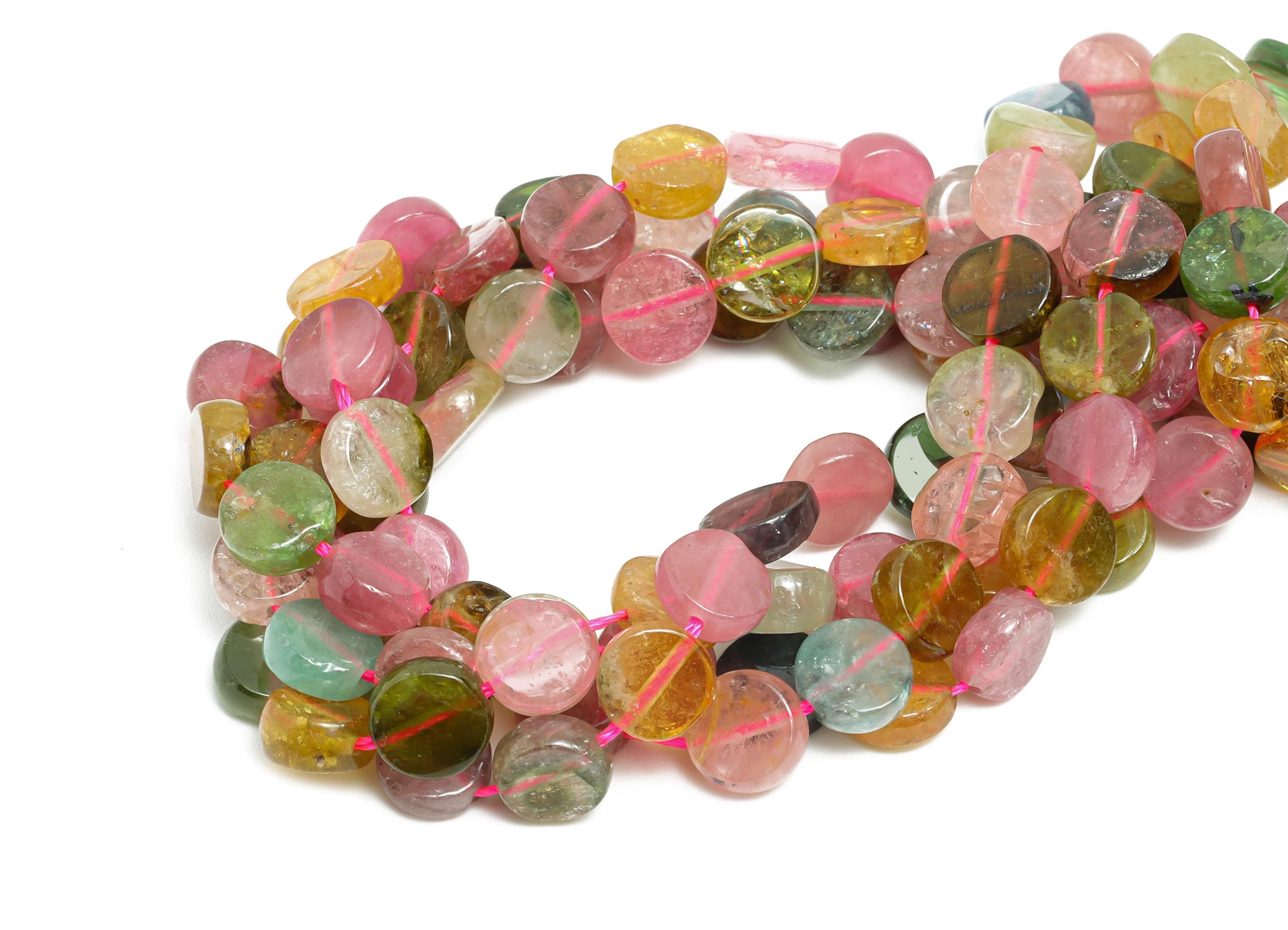 6mm Tourmaline Disc Beads - Smooth Rondella Tourmaline 15.5 inch /Strand - DIY Crafting Gemstone Beads - Natural Healing Stone Bead - NS2707 - DOMEDBAZAAR