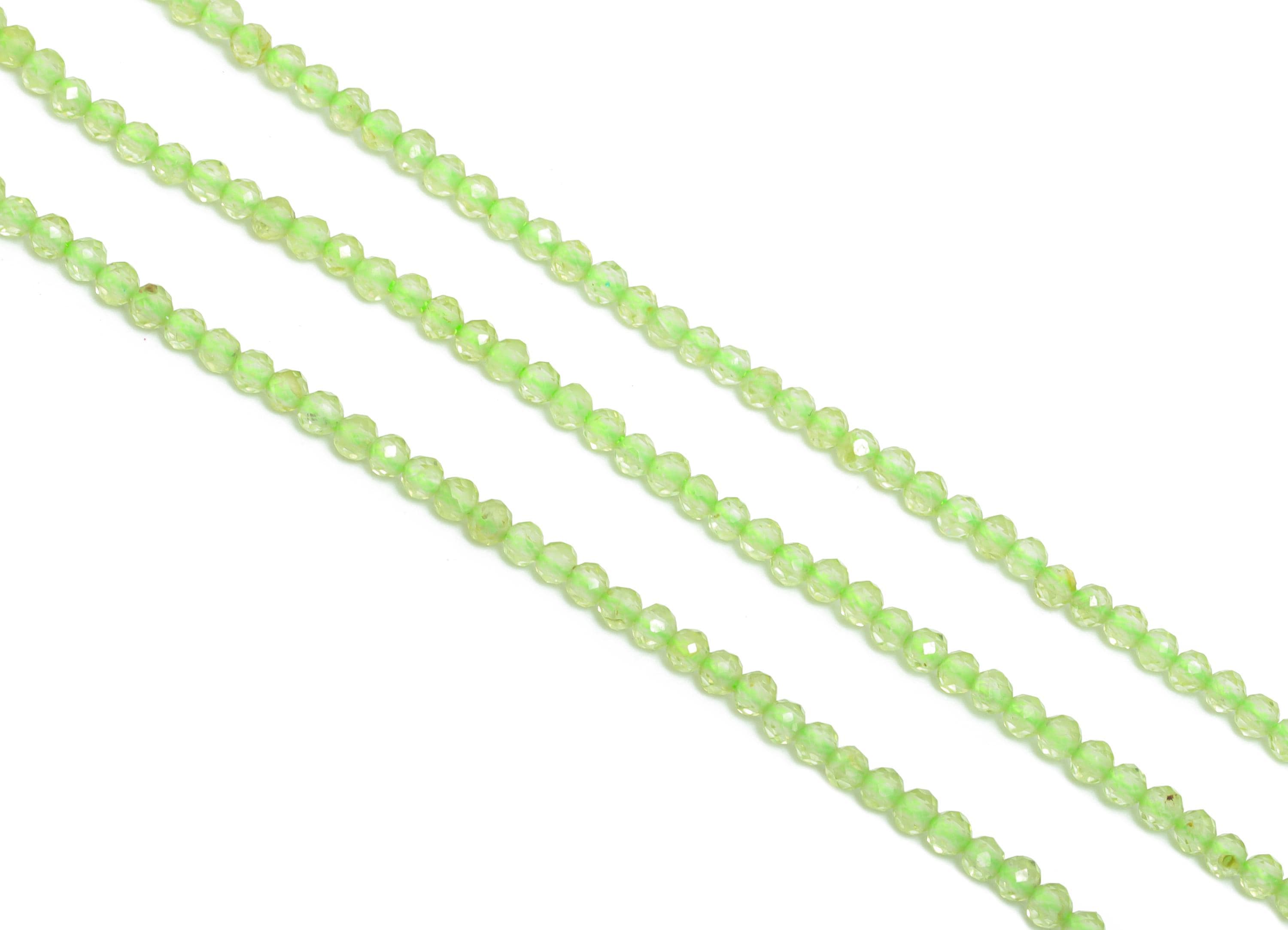 2x1.98mm Peridot Natural Stone Beads - Faceted Green Round Peridot  15.5 inch /Strand - High-Quality DIY Crafting Gemstone Beads -  NS2499 - DOMEDBAZAAR