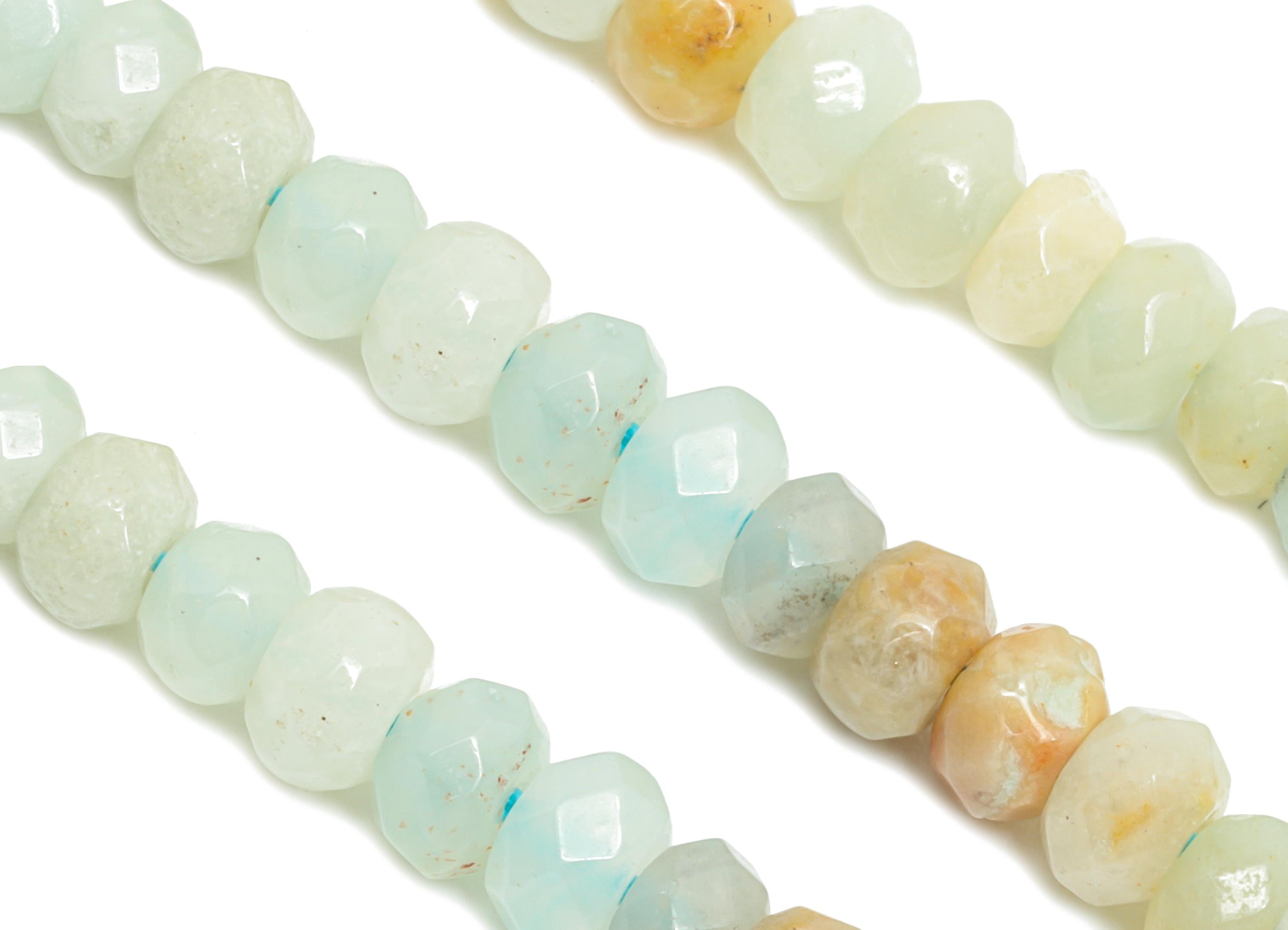 4x3mm Amazonite Natural Stone Beads - Faceted Rondella  14.56inch /Strand - DIY Crafting Gemstone Beads - Beading Craft Supplies - NS2980 - DOMEDBAZAAR