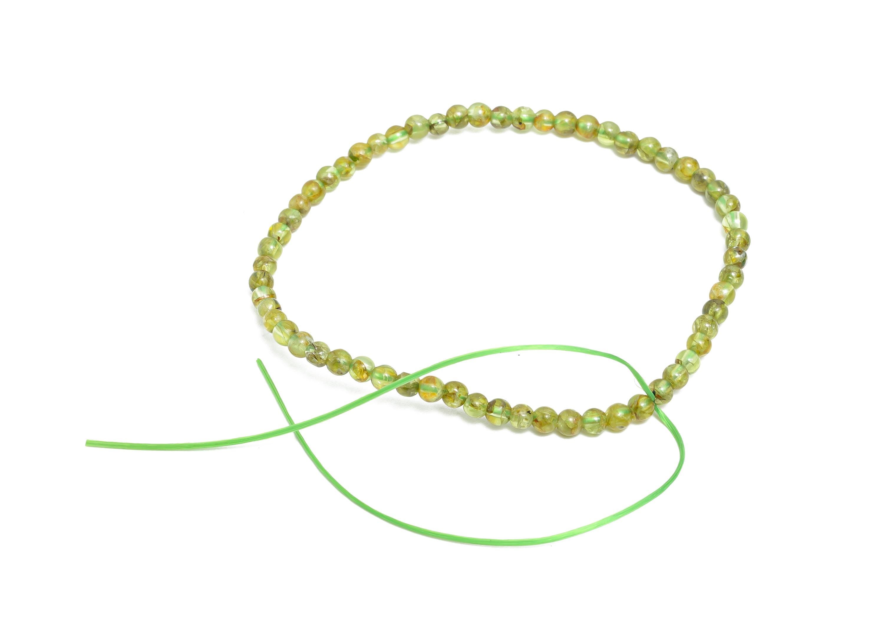 3mm Olivine Stone Beads - Smooth Round Beads 1 Strand/51-60pcs - Green Healing Crystal Beads - High-Quality Beading Craft Supplies - NS2866 - DOMEDBAZAAR