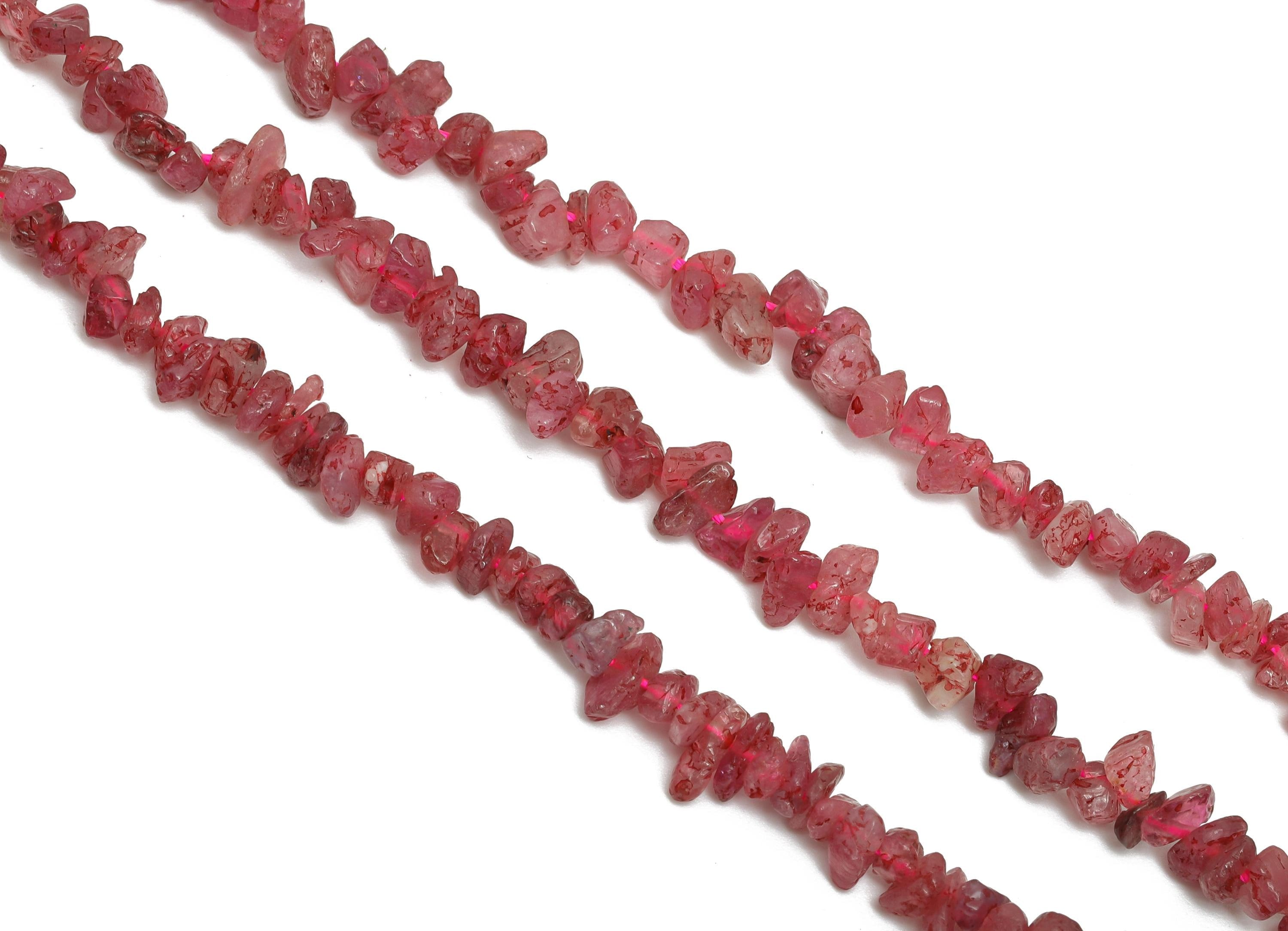3x4mm Pink Tourmaline Stone Bead - Uncut Chips Gemstone  Bedds /Strand - DIY Gemstone Bead - Crystal Chip Bead - Handmade Jewelry - NS3008 - DOMEDBAZAAR