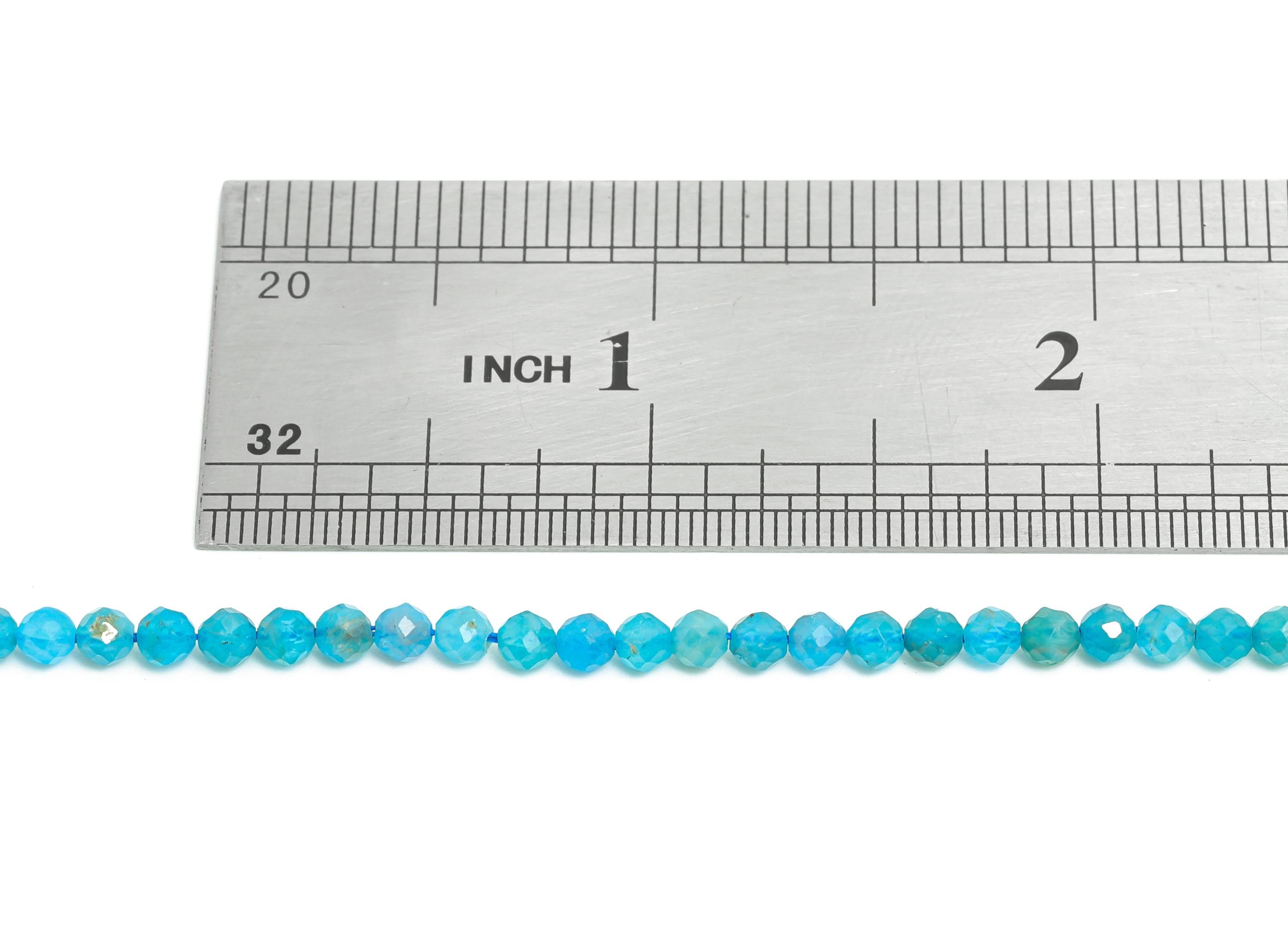 3mm Blue Apatite Natural Stone - Faceted Round Blue Apatite  15.5 inch /Strand - High-Quality Gemstone Bead - Bead Craft Supplies - NS2417 - DOMEDBAZAAR