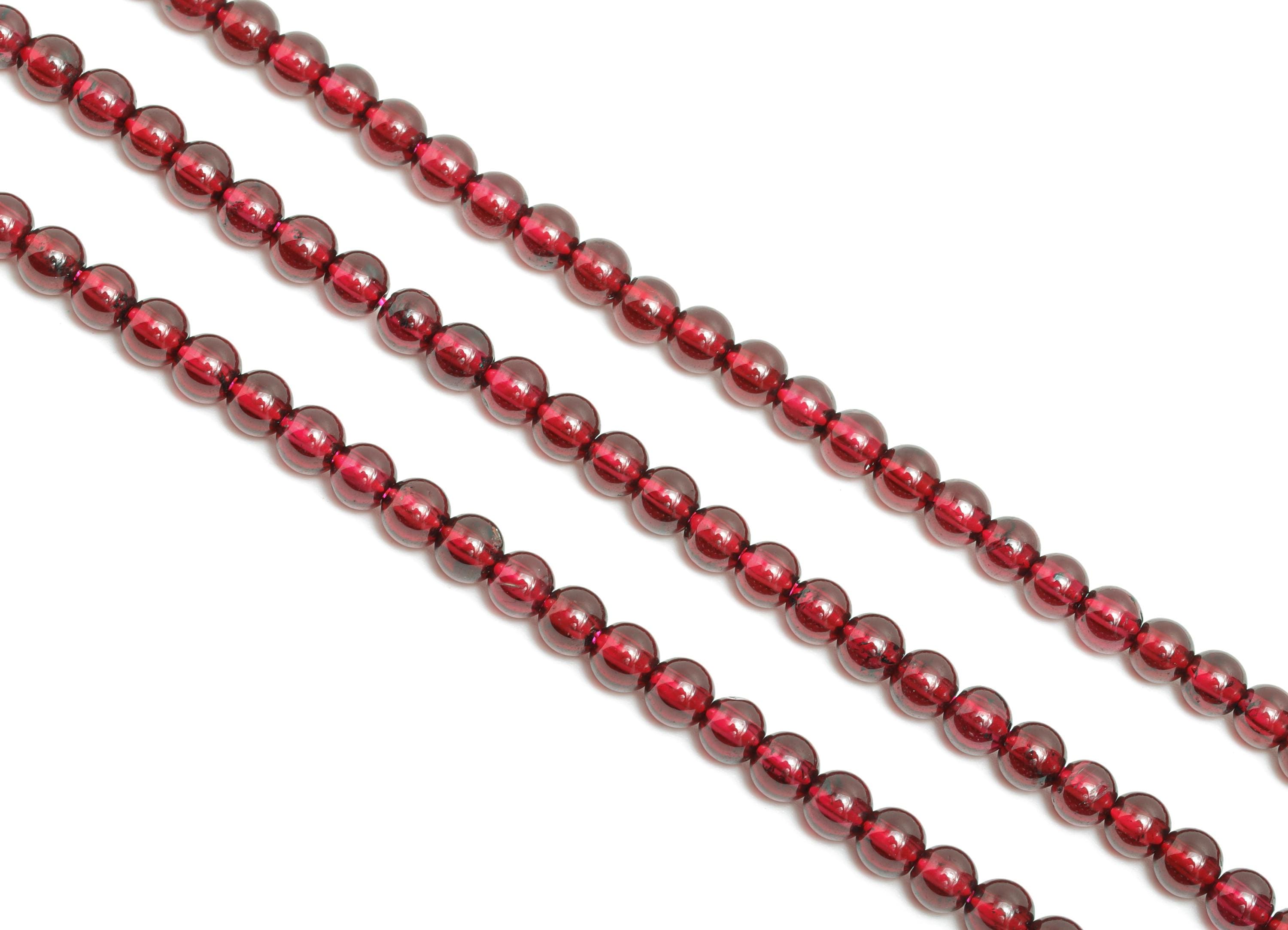 4mm Garnet Natural Stone - Smooth Round Garnet 15.5 inch /Strand - High-Quality Gemstone Bead - Elegant Purple Bead Craft Gemstone - NS2420 - DOMEDBAZAAR
