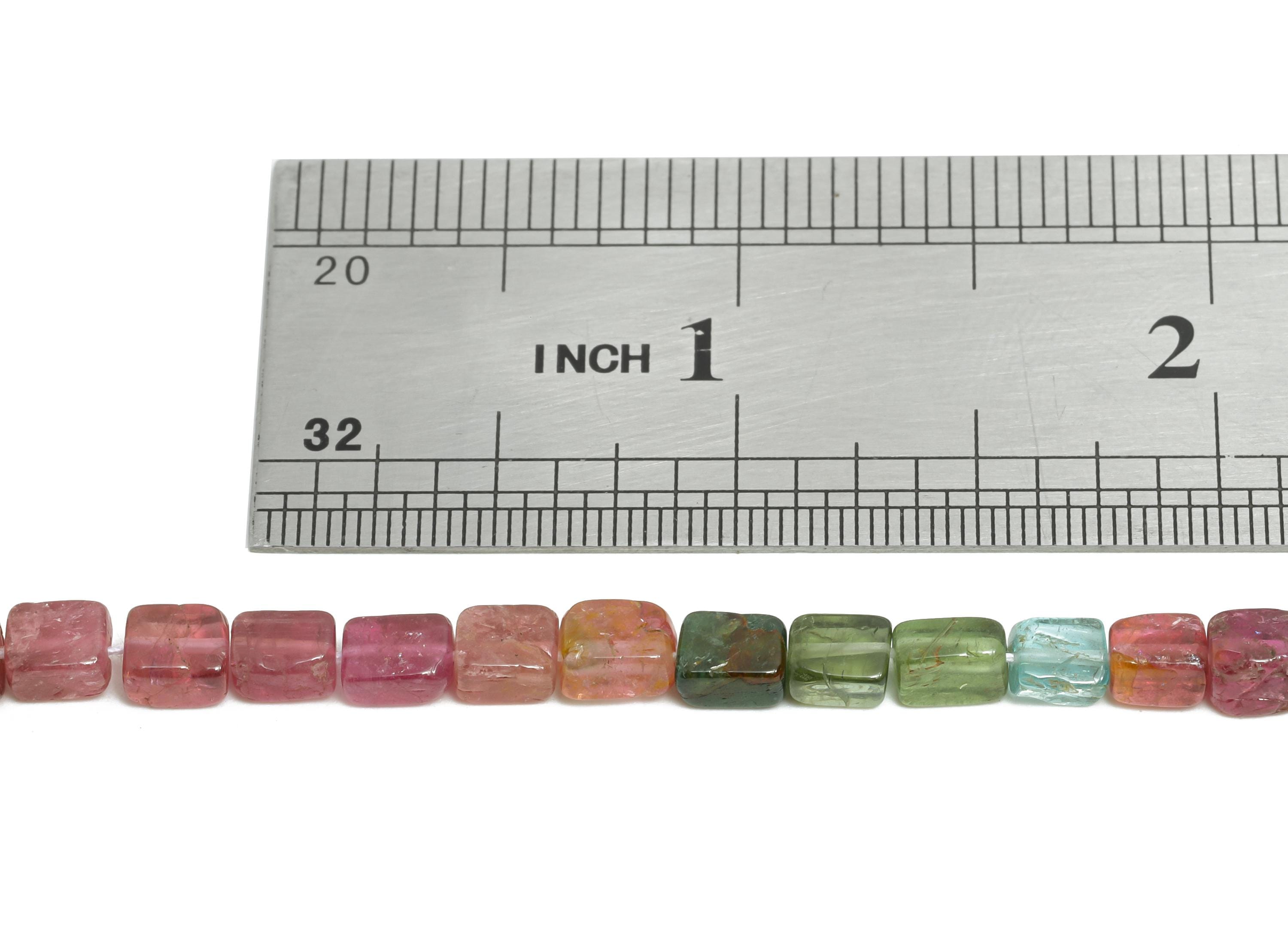 4x6mm Tourmaline Natural Stone - Smooth Cube Pink Tourmalre 16.5 Inch/71pcs - High-Quality Gemstone Bead - Elegant Bead Supplies - NS2692 - DOMEDBAZAAR