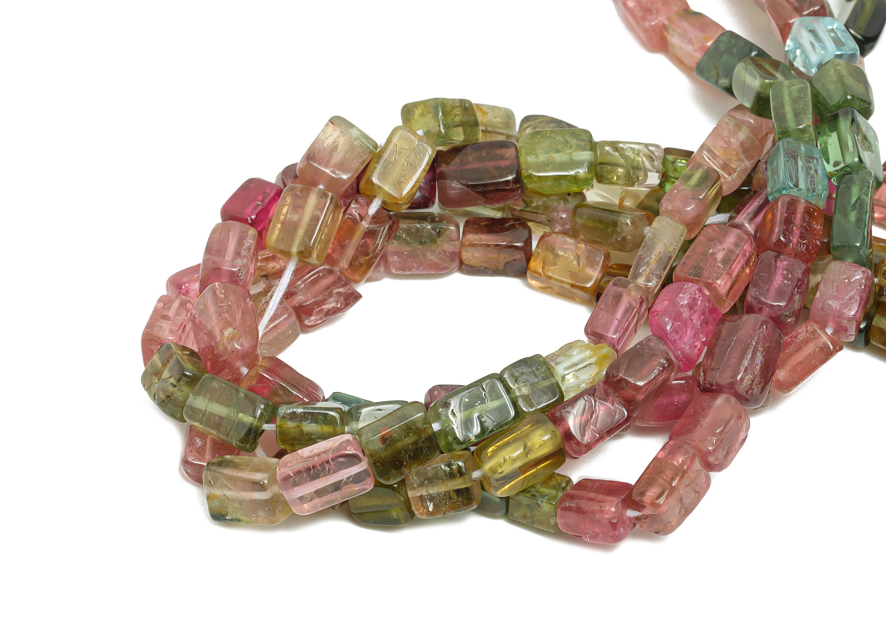 4x6mm Tourmaline Natural Stone - Smooth Cube Pink Tourmalre 16.5 Inch/71pcs - High-Quality Gemstone Bead - Elegant Bead Supplies - NS2692 - DOMEDBAZAAR