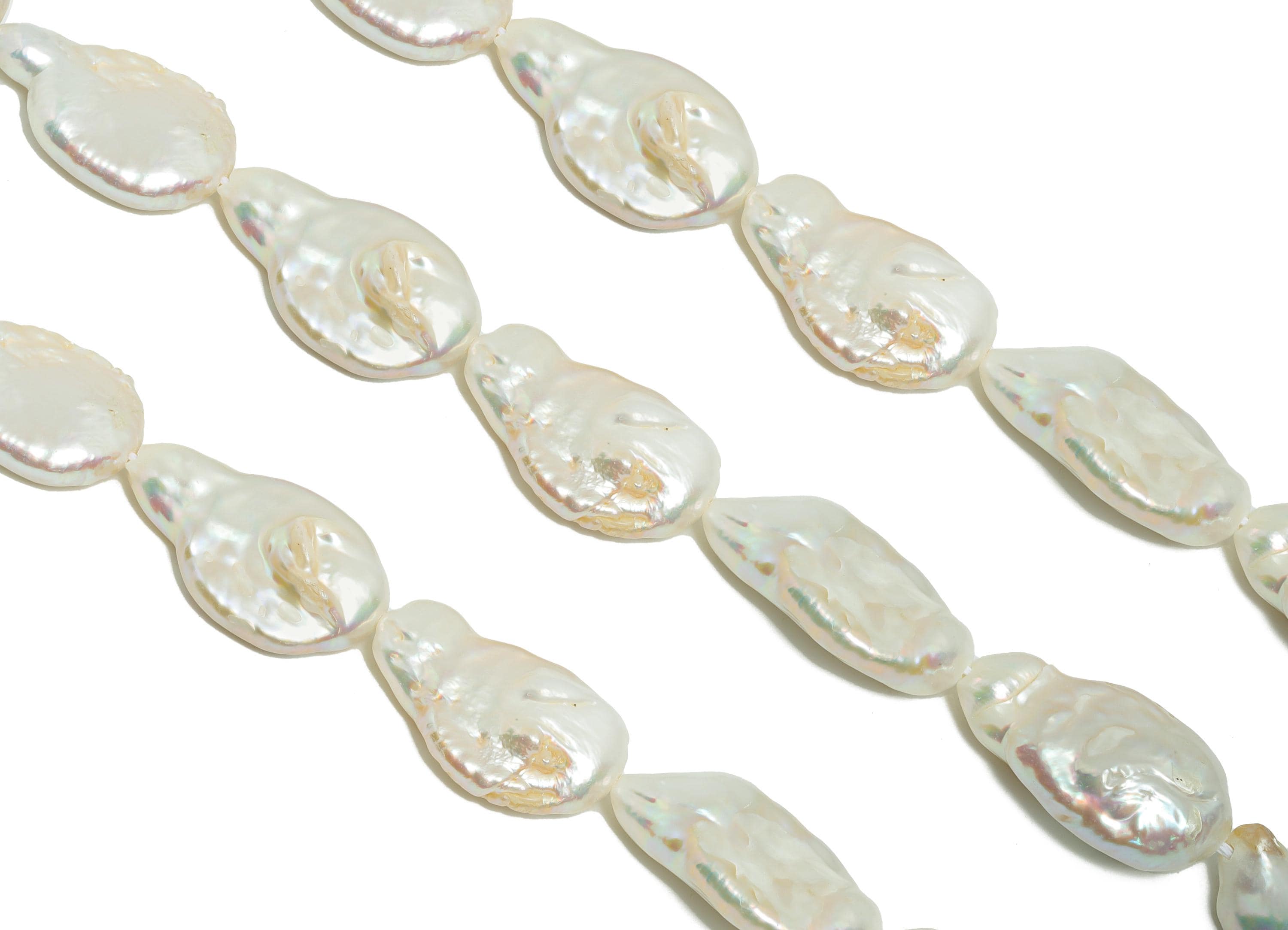 15mm Mother of Pearl - White Pearl Bead - Shell Pearl 15.5inch/Strand/17-21PCS - Pearl Bead for Jewelry - High-Quality Pearl -13x14mm-NS2427 - DOMEDBAZAAR