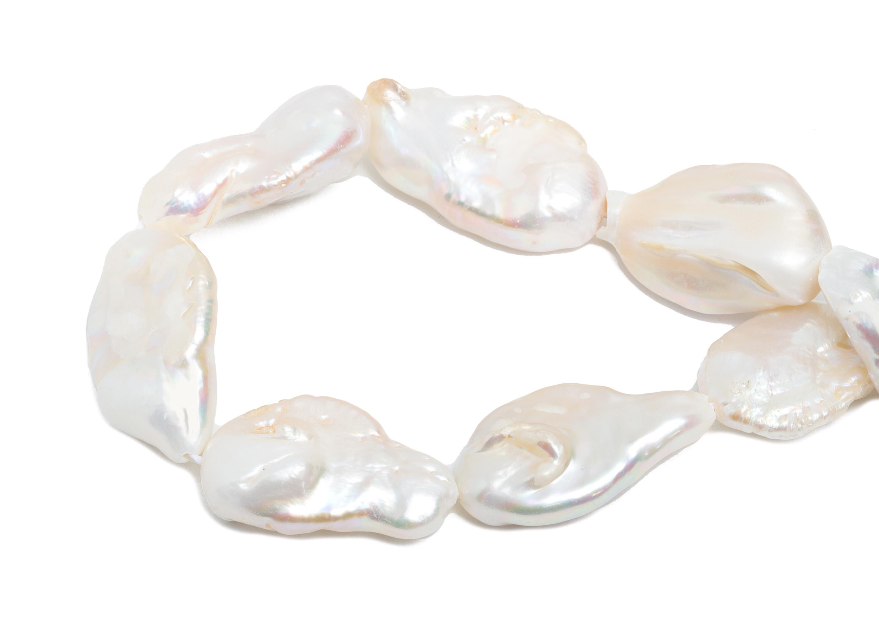 15mm Mother of Pearl - White Pearl Bead - Shell Pearl 15.5inch/Strand/17-21PCS - Pearl Bead for Jewelry - High-Quality Pearl -13x14mm-NS2427 - DOMEDBAZAAR
