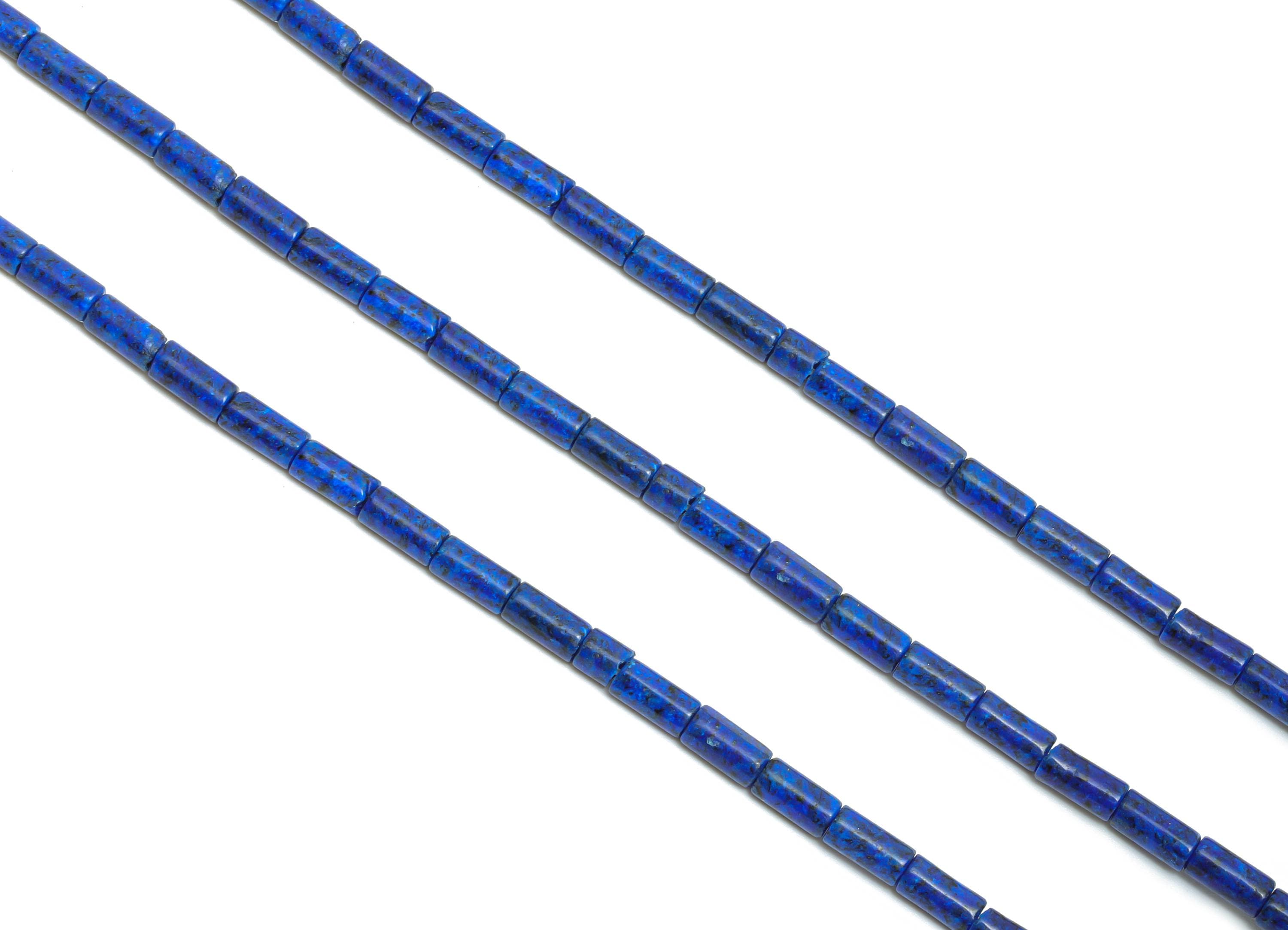 3x6mm Lapis Lazuli Natural Cylinder Beads - Cylinder Tube Lapis Lazuli 15.35 inch /Strand - Crafting Gemstone - Healing Stone Bead - NS2971 - DOMEDBAZAAR