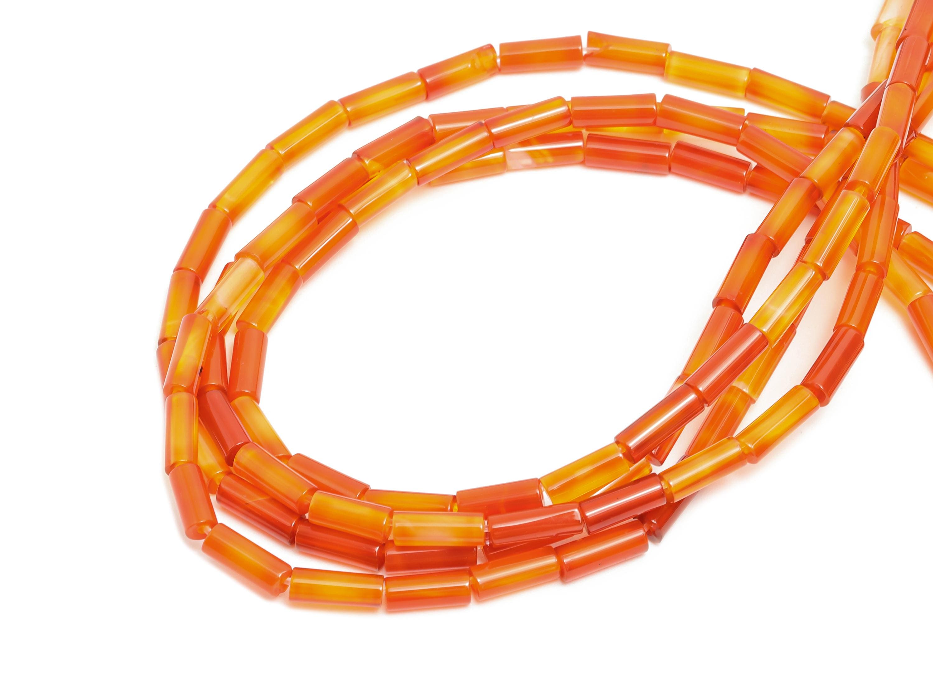 3x6mm Red Agate Cylinder Beads - Red Agate Cylinder Tube 15.35 Inch/Strand - High-Quality Gemstone Bead - Bead Craft Making - NS2972 - DOMEDBAZAAR