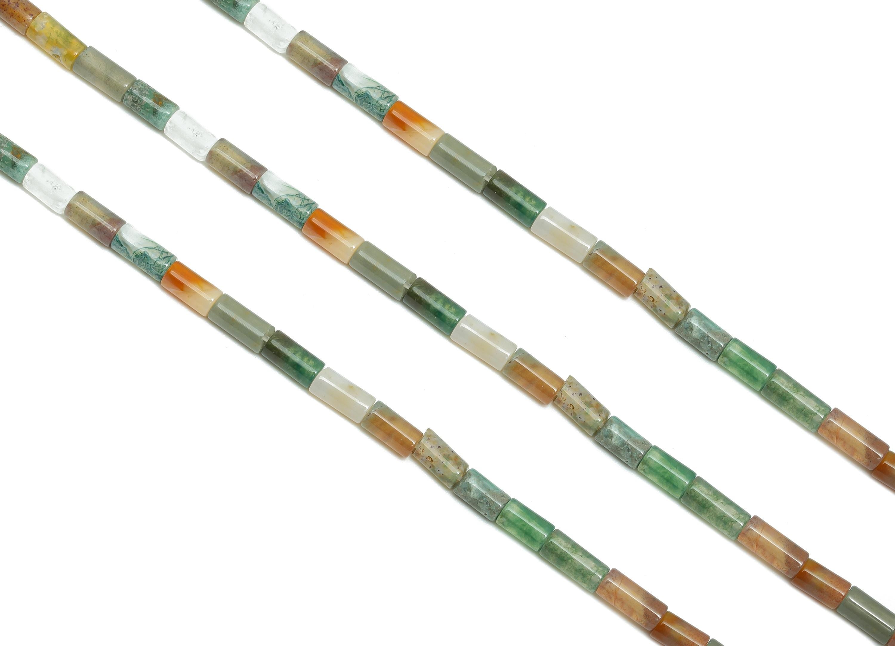 6x3mm Indian Agate Natural Stone - Cylinder Bead Stone 15.35 Inch/Strand - Cylinder Tube Gemstone Bead - Bead Craft Making - NS2975 - DOMEDBAZAAR